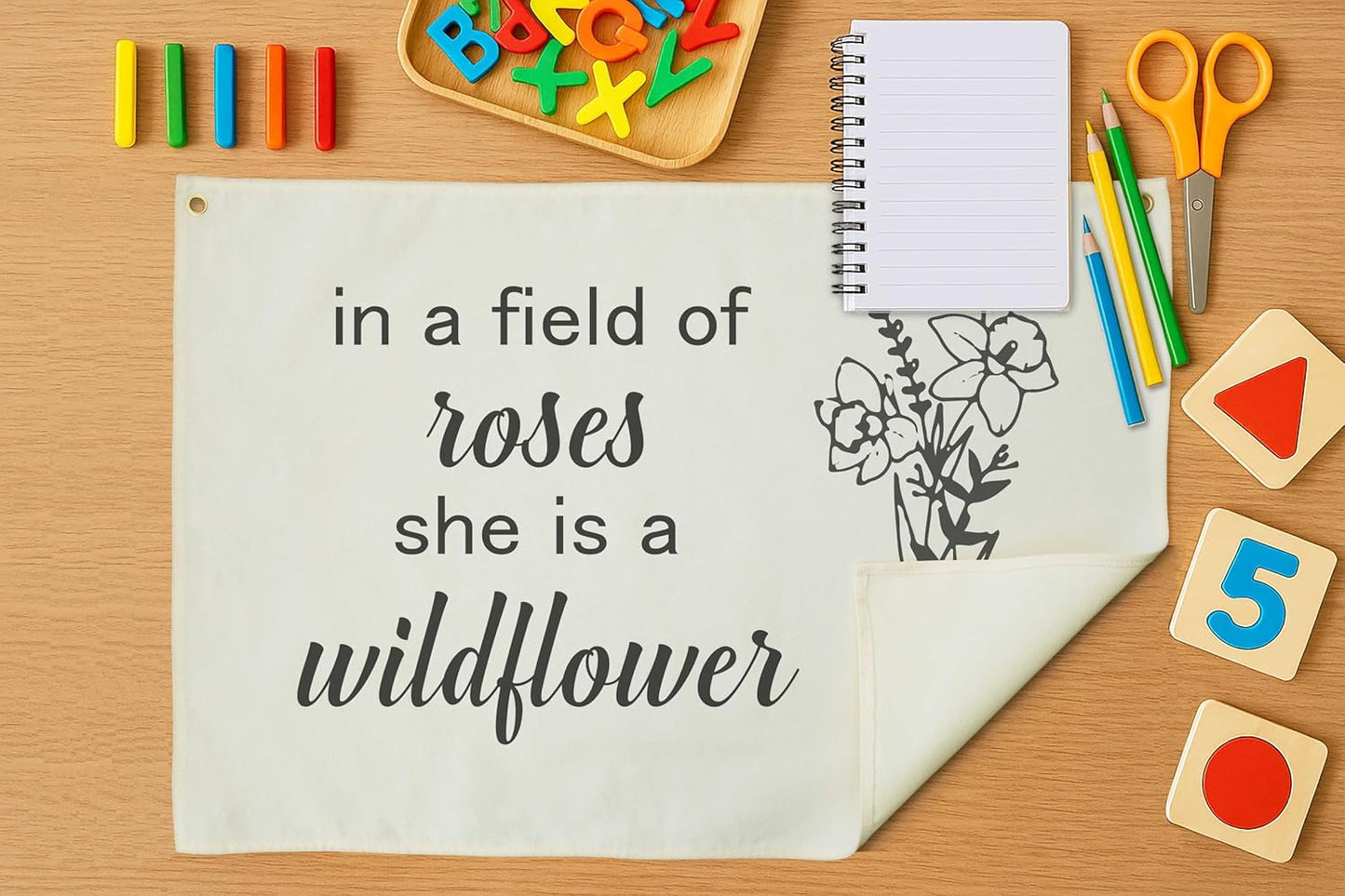 Rectangular Nursery Canvas Banner Wall Decor for Nursery Bedroom Reading Room Playroom Decor,Poster Flag Sign Art for Baby Boy Girl Kids,Baby Shower Birthday Christmas Gift-In a Field of Roses