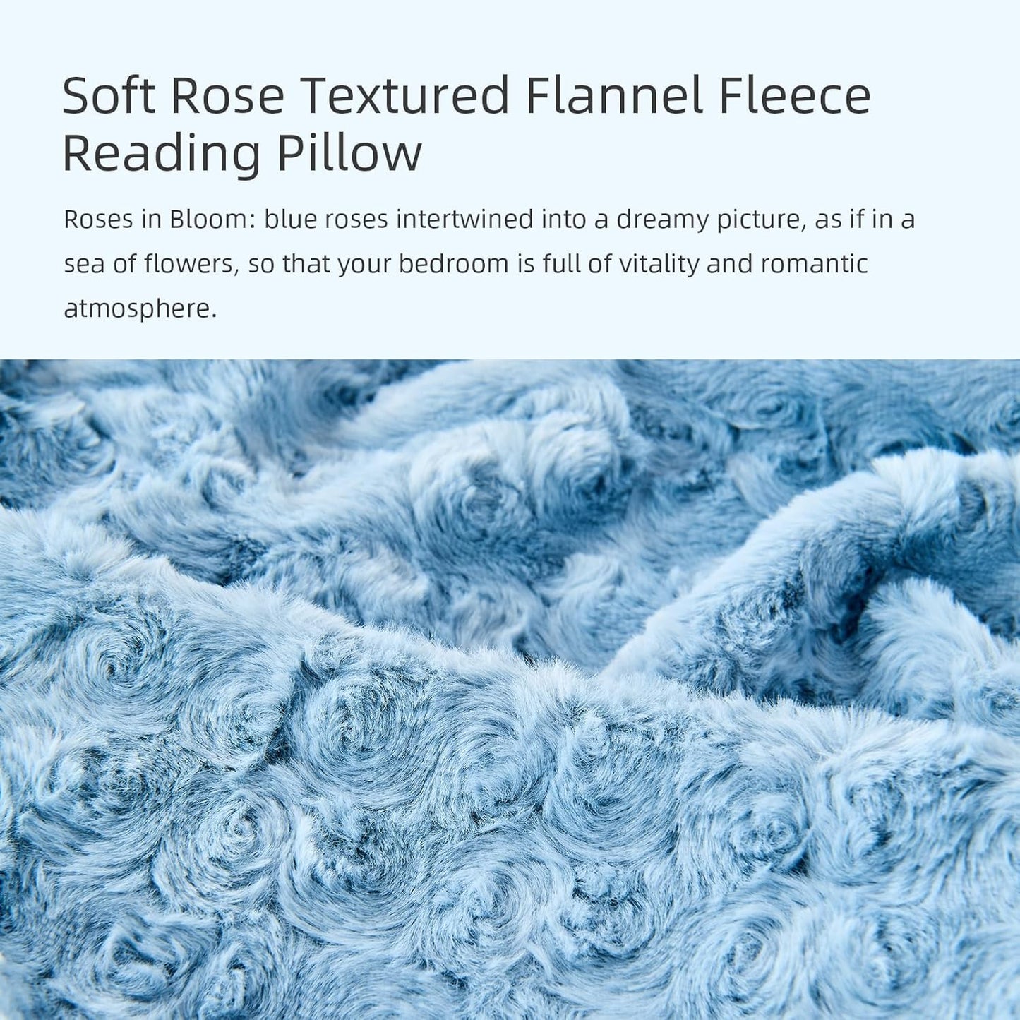 Reading Pillow,Rose Velvet Back Pillow with Arms for Bed Sitting Up, Bed Pillow for Adult Children, Backrest Pillows with Washable Cover, Chair Pillow for Watching TV/Gaming/Relaxing (Lake Blue)
