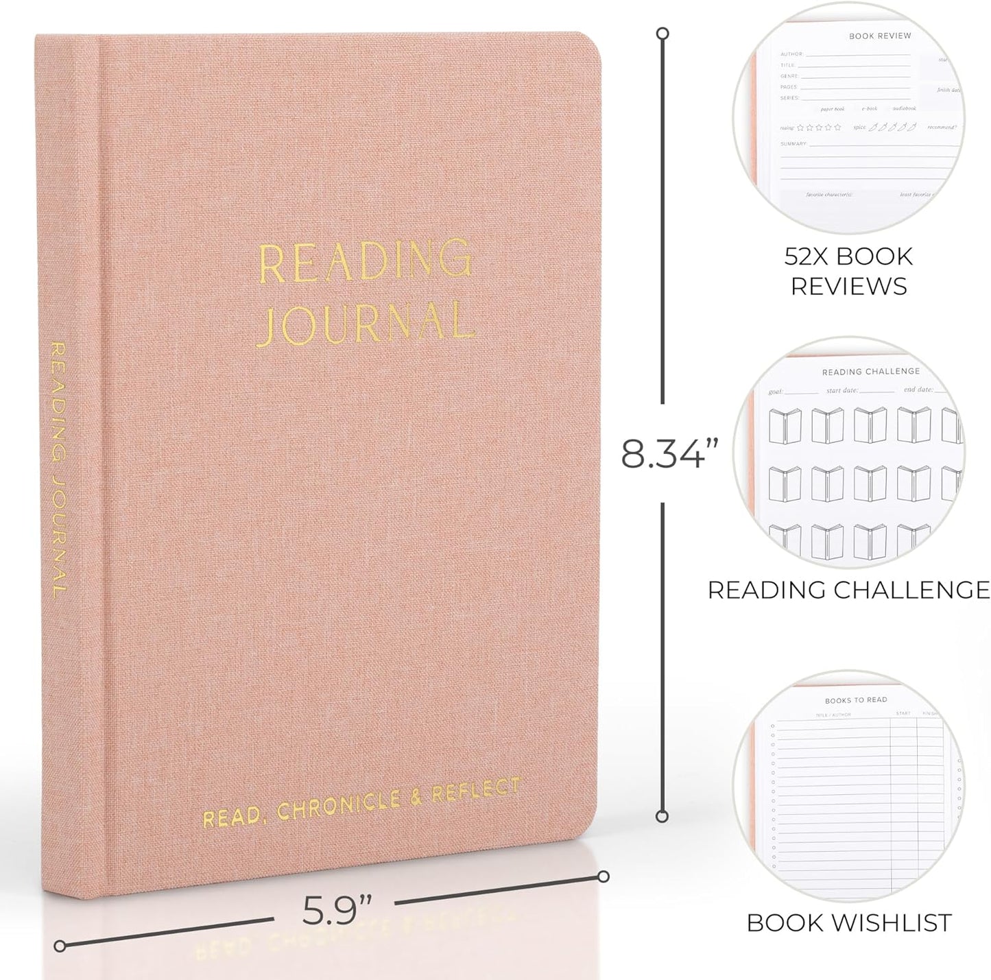 ZICOTO Beautiful Reading Journal for Book Lovers - Linen Hard Cover Book Makes a Great Gift for Readers - The Perfect Tracker with Reading Log & Review Pages For Keeping Notes on Your Favorite Books