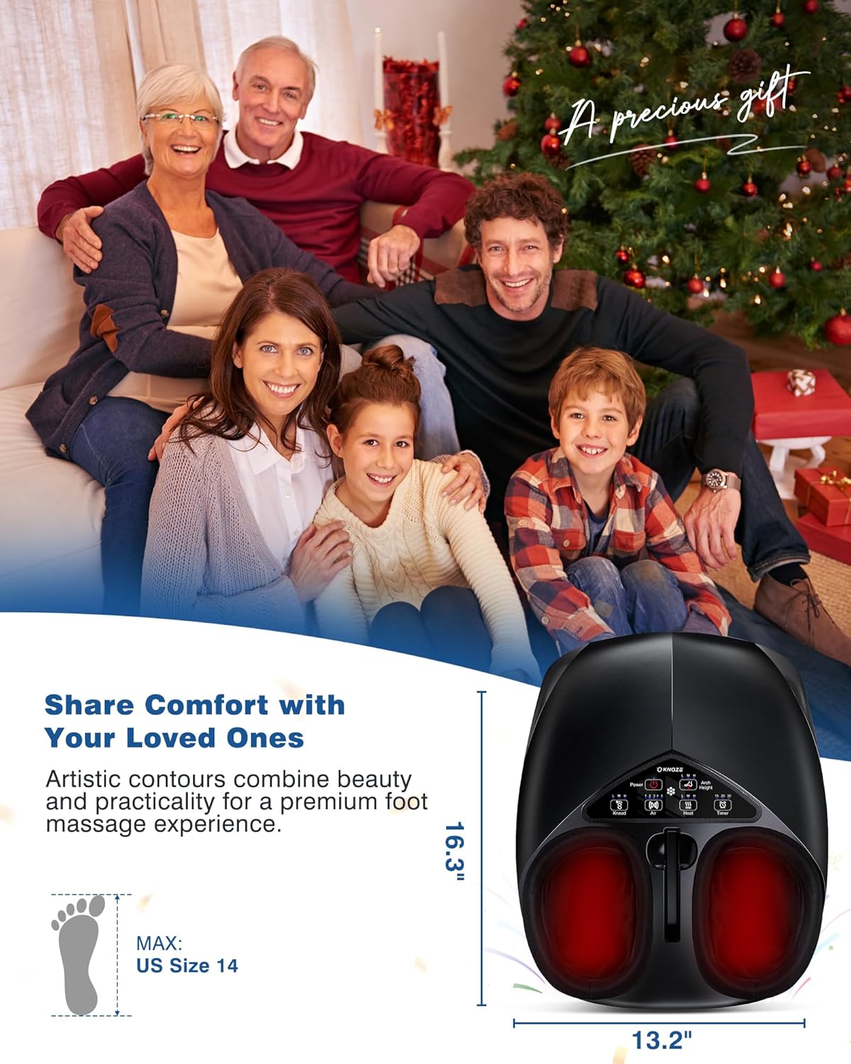 KNQZE Shiatsu Foot Massager with Heat and Remote, 2026 Upgraded Lift-Arch Design, 3D Deep Kneading, Relief for Plantar Fasciitis and Foot Pain, Fits Up to Men Size 14, Ideal Gift for Mom Women Men