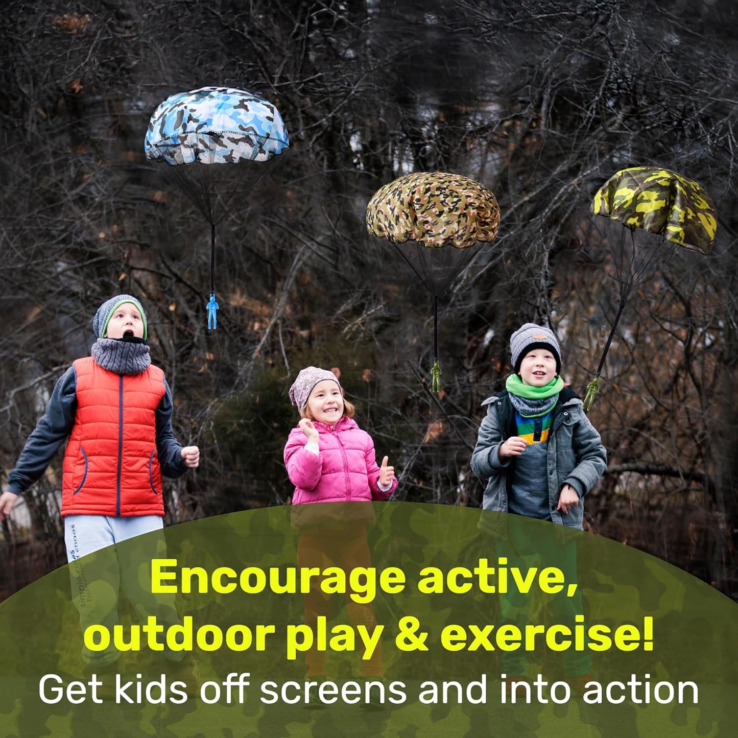 nutty toys Army Parachute Toys for Kids - Tangle Free Outdoor Flying Parachute Men, Best Indoor & Outside Toys for 4 5 6 7 8 9 10 11 12 Year Old, Top Easter Basket Stuffers 2026, Unique Boys Gifts
