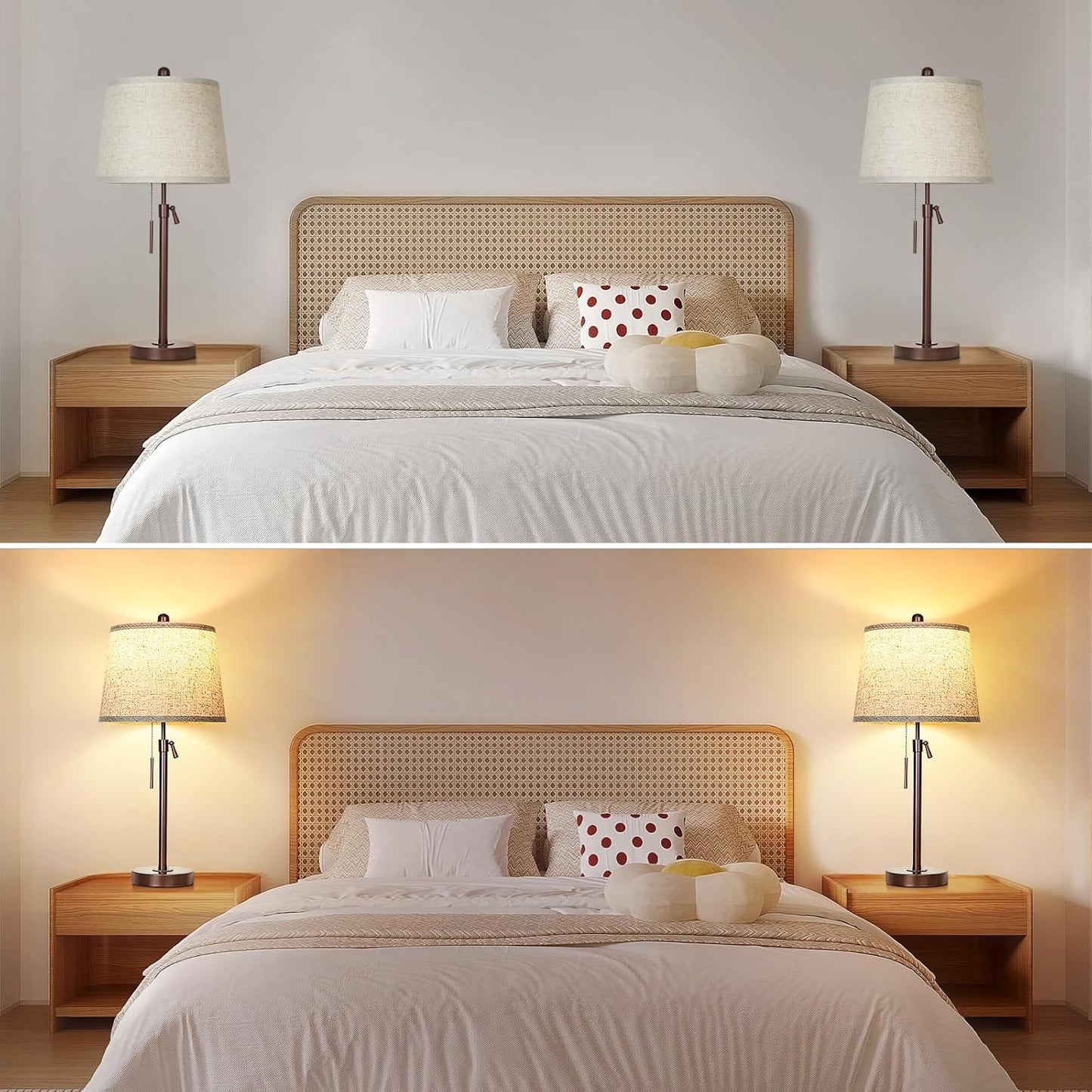 Table Lamps Set of 2, 22" to 30"Adjustable Height Bedside Lamps for Living Room 3 Color Temperatures Tall Nightstand Lamps Modern Brown Table Lamp for Bedroom Office End Table (Bulbs Included)