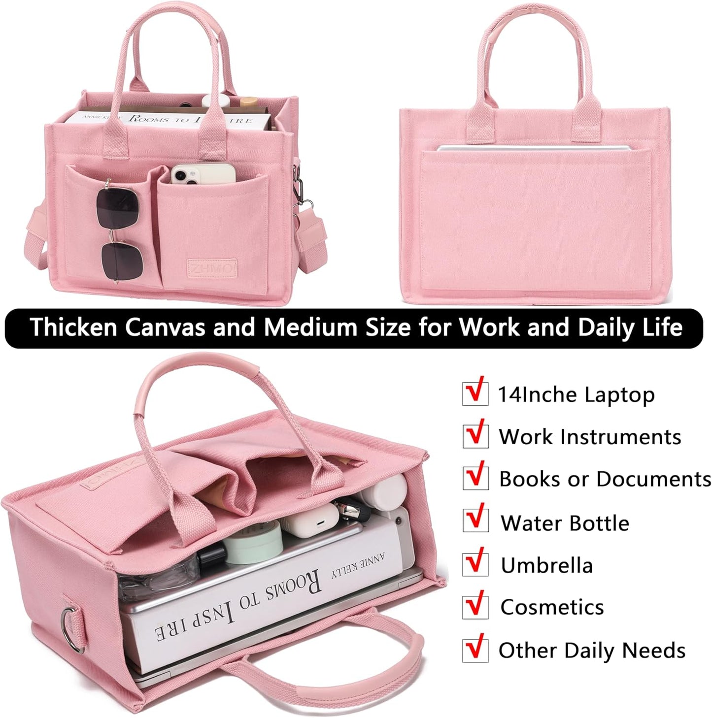 Canvas Tote Bag for Women,Women's Bags Crossbody Bags Work Laptop Tote Bag Large Handbags Purse for Travel Nurse Teacher