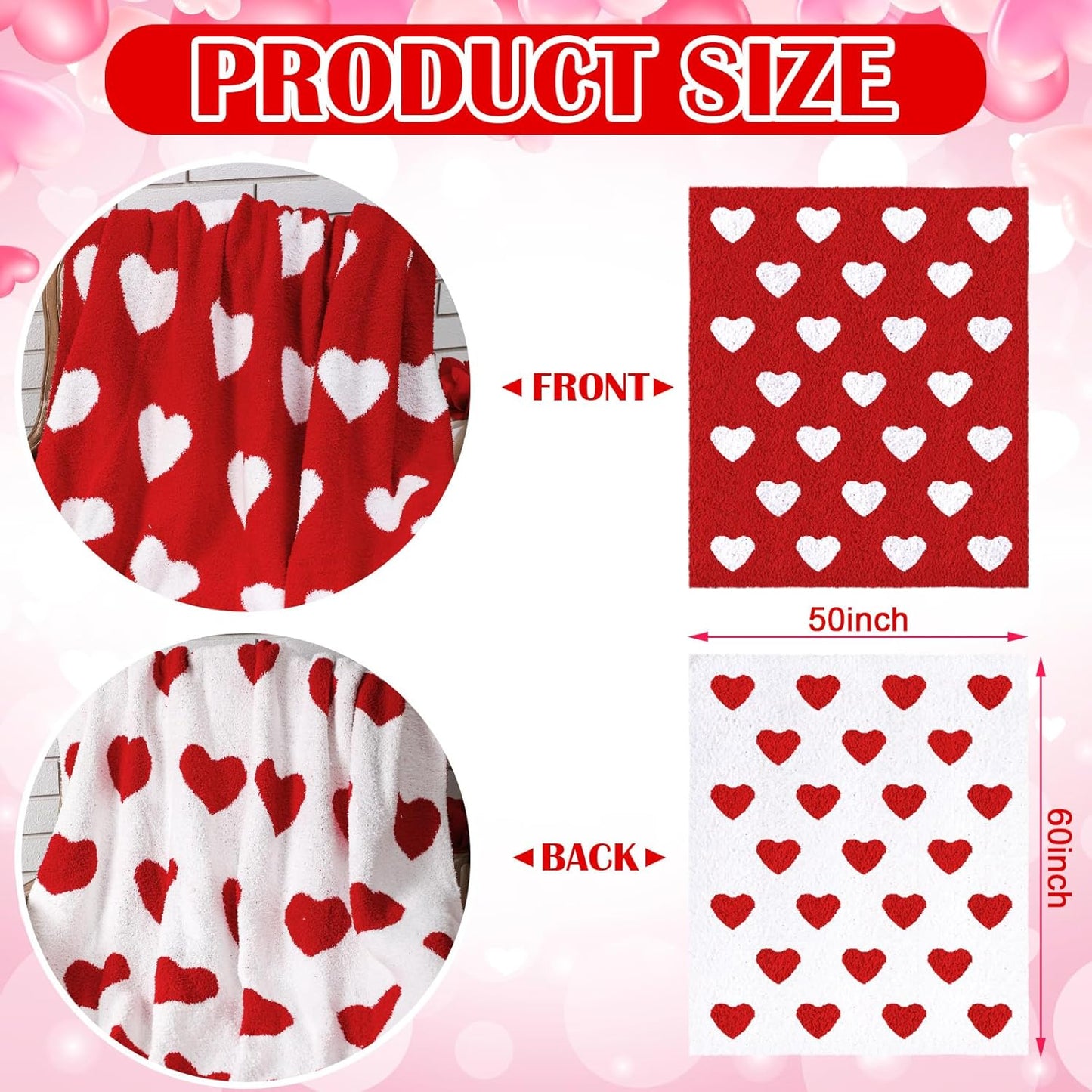Valentine's Day Throw Blankets Pillow Gifts Set Valentines Gift Include Double Sided Flannel Blanket 50 x 60 Inch and Plush Throw Pillows Cushion for Couch Sofa Bed Decorations