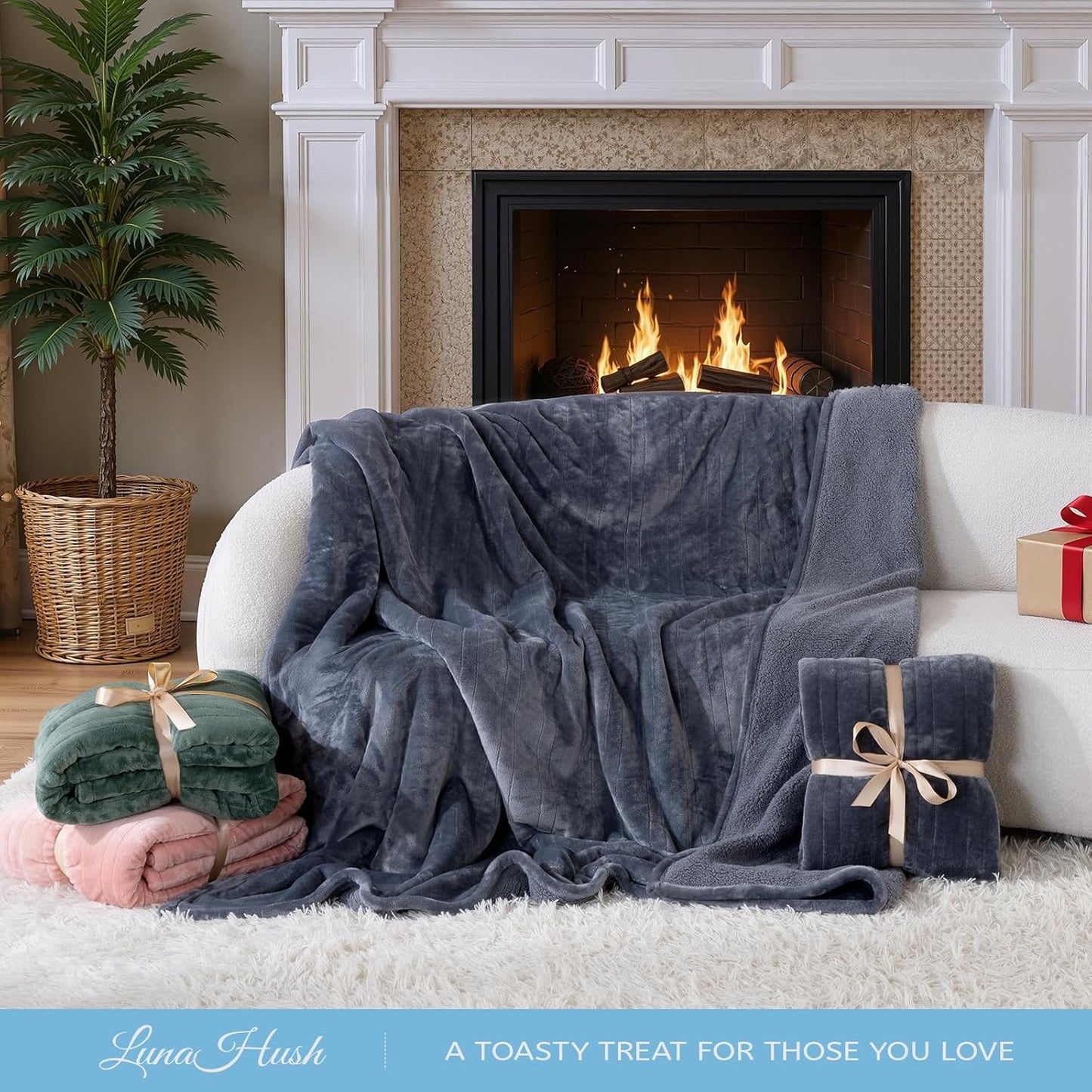 Electric Heated Blanket King Size, Dual Control Fast Heating Sherpa Blanket, 8 Heating Levels & 10 Hours Auto Off, Machine Washable with ETL & FCC Certified, Green