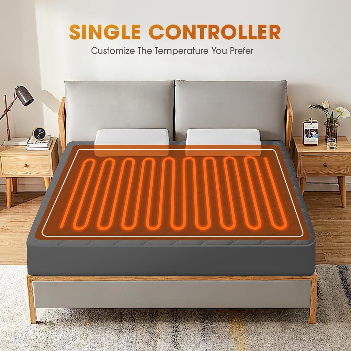 Heated Mattress Pad Twin Size,Electric Mattress Pad with Preheat Functions, Bed Warmer with 12 Heat Settings Controller & 1-12 Hours Auto Shut Off, Machine Washable (39"x75",Grey)