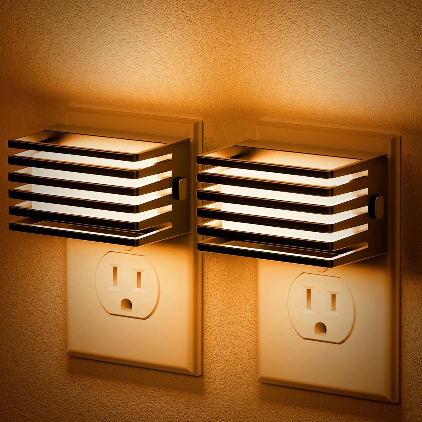 JandCase Amber Night Light, [2 Pack] Night Lights Plug into Wall with Dusk to Dawn Sensor, Dimmable Plug in Night Light, Adjustable Brightness, Amber Nightlight for Bedroom Bathroom Hallway