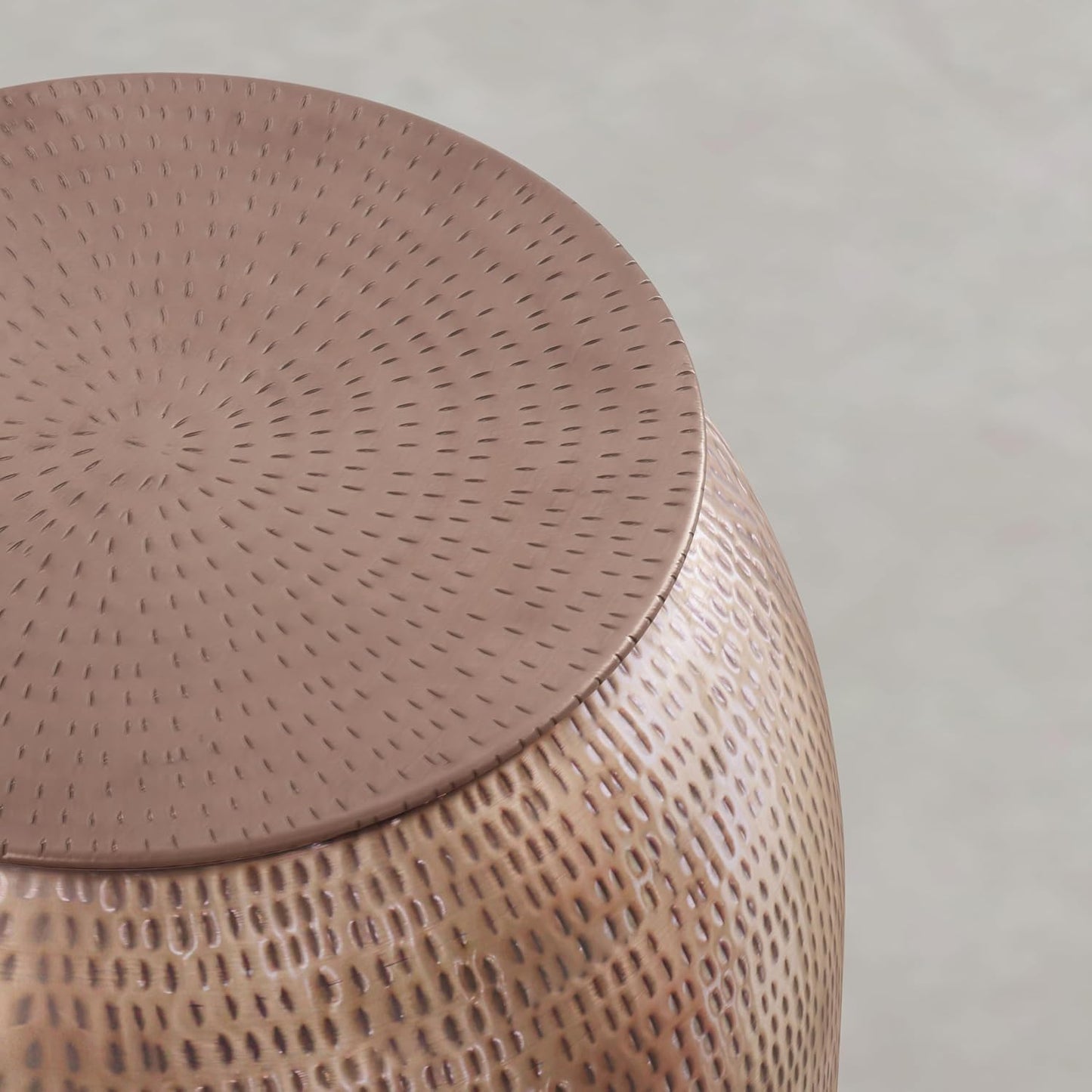 SIMPLIHOME Griffen Metal Storage Accent Table - 19 inch Wide Solid Metal Round Drum Side Table in Burnished Copper, Industrial End Table for Living Room with Hidden Storage Space, Assembled