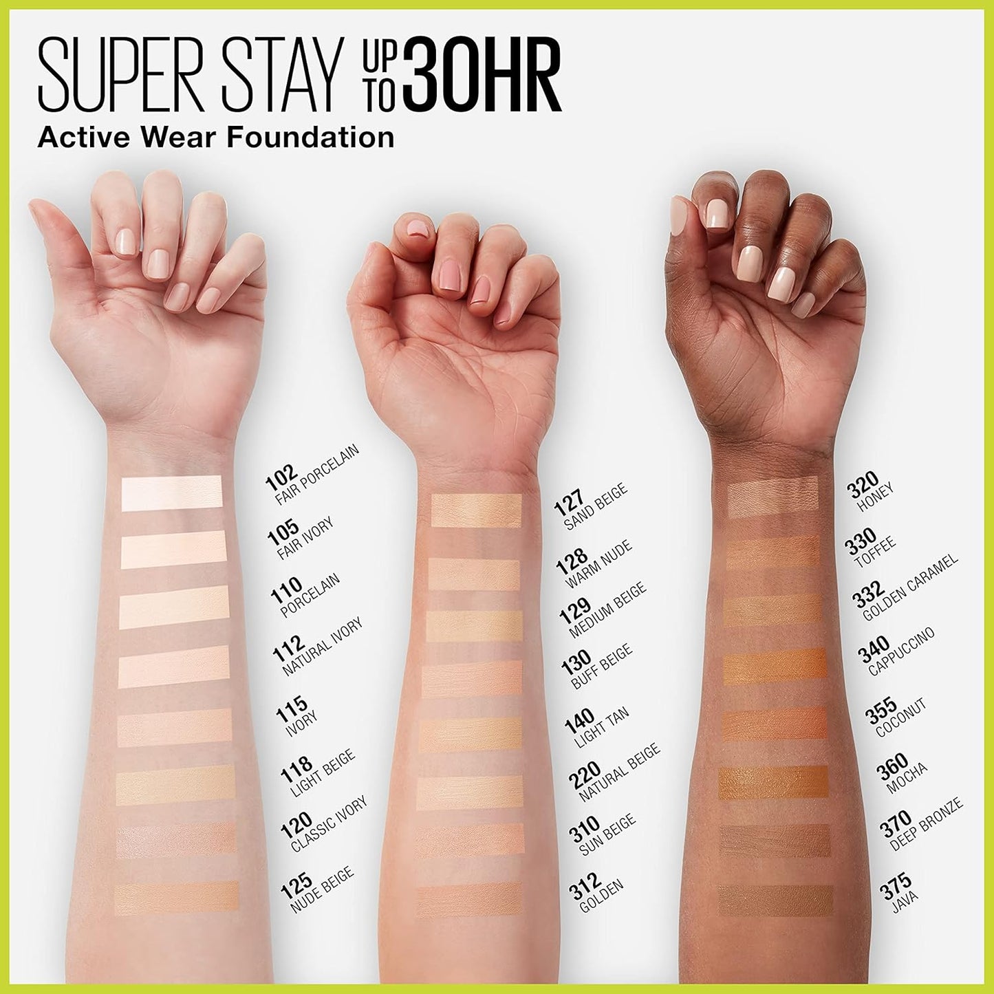 Maybelline Super Stay Full Coverage Liquid Foundation Active Wear Makeup, Up to 30Hr Wear, Transfer, Sweat & Water Resistant, Matte Finish, Coconut, 1 Count