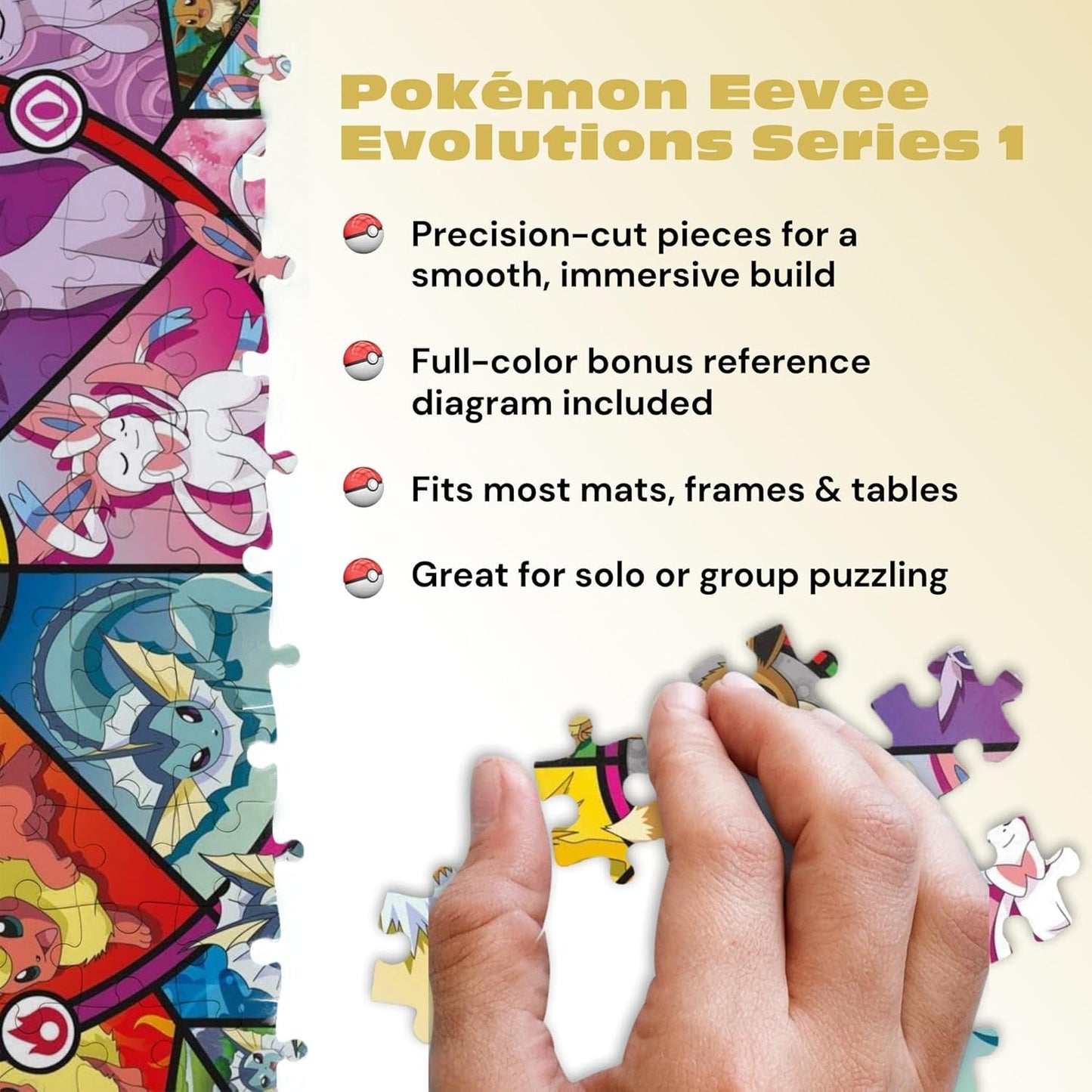 Buffalo Games - Pokémon - Eevee Evolutions Series 1 - 500 Piece Jigsaw Puzzle for Adults - Challenging Puzzle Perfect for Game Nights - Finished Size 21.25 x 15.00