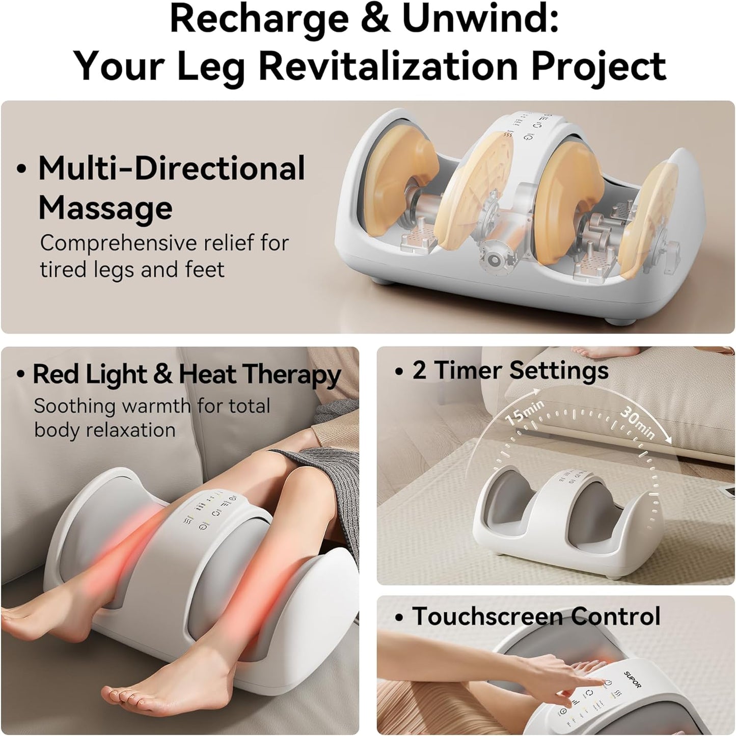 Foot and Calf Massager with Heat, Cloud Foot Massager for Neuropathy, Plantar Fasciitis and Circulation, Shiatsu Foot Massager Machine with Massage Roller for Pain Relief, Gifts for Women/Men