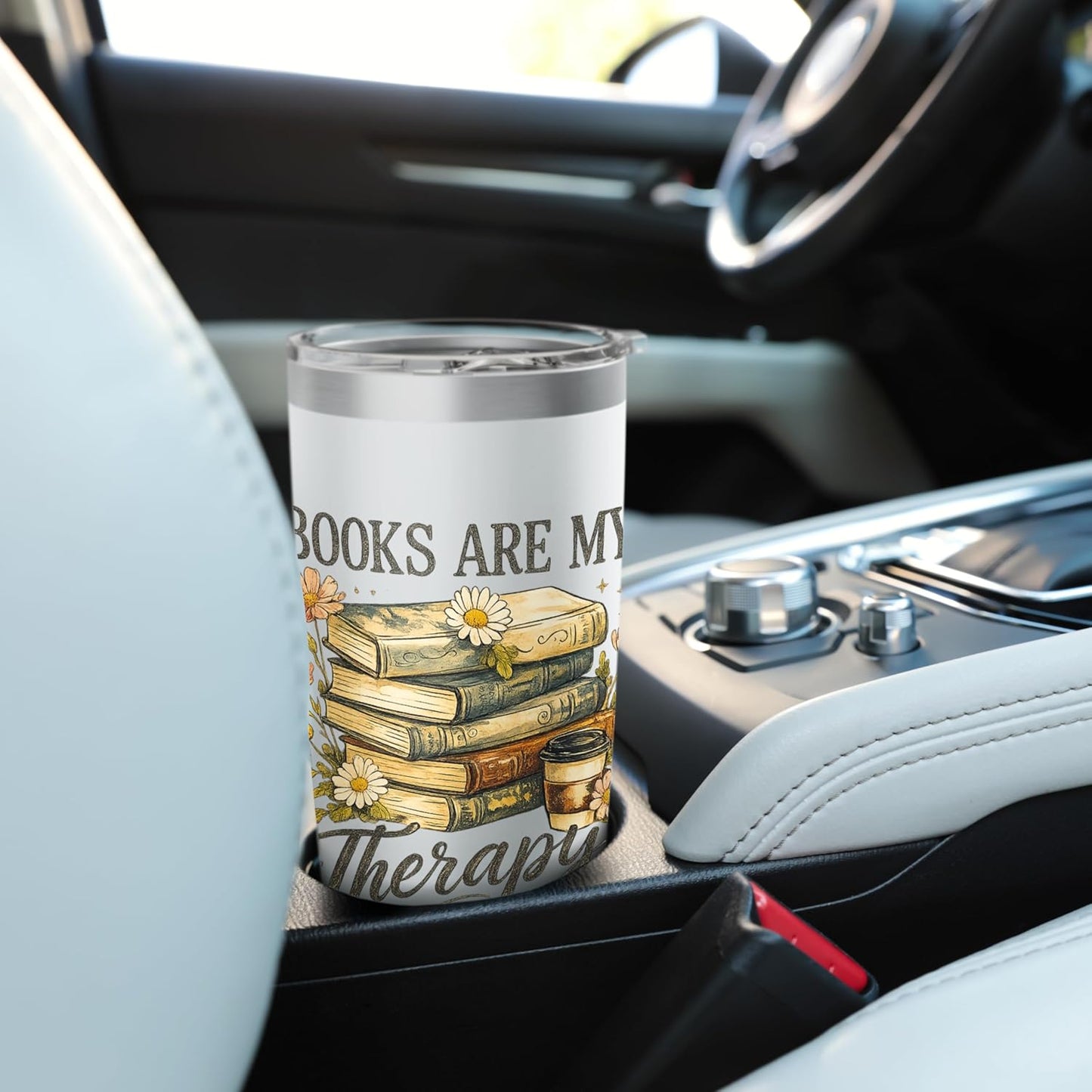 Books Are My Therapy Vintage Book Lover Aesthetic Stainless Steel Insulated Tumbler