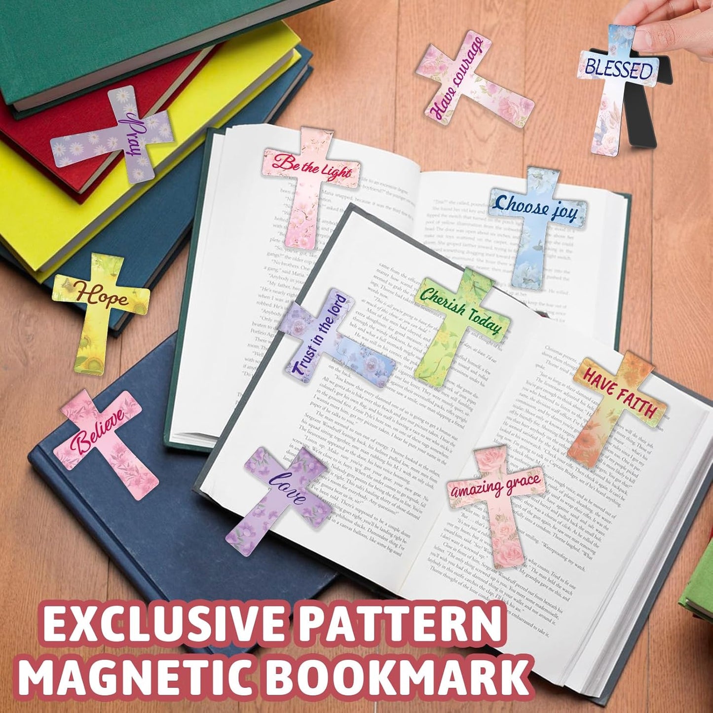 Magnetic Bookmarks - Tumwisk 24PCS Bible Bookmark Christian Bookmarks Cross Bookmark Book Magnets, Magnetic Cross Page Holders for Bibles Study, Religious Gifts for Teacher Students Book Lovers