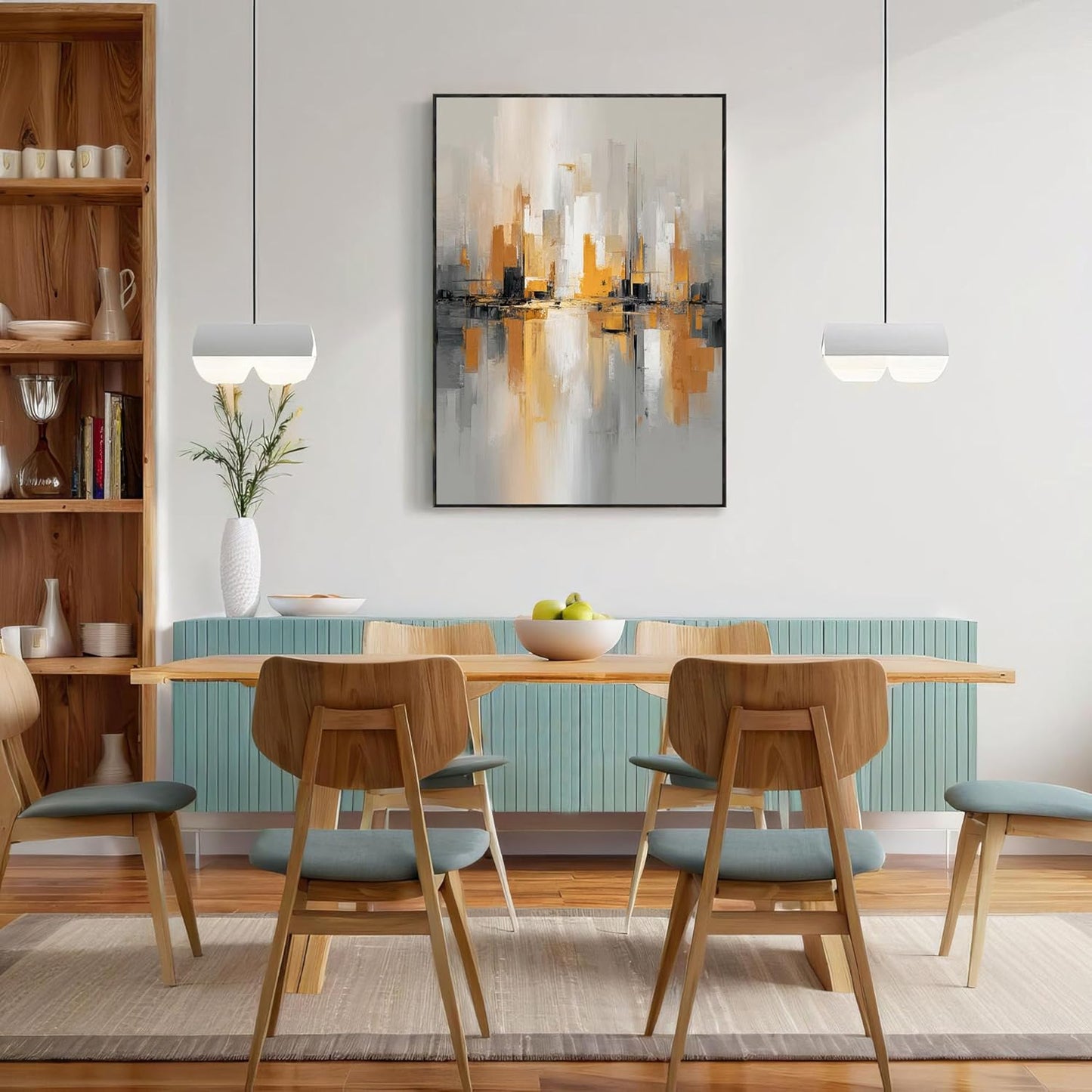 GDJSMIN Abstract Painting Wall Art, Cityscape Poster for Reading Room Living Room Decor 24 x 36 inch Unframed