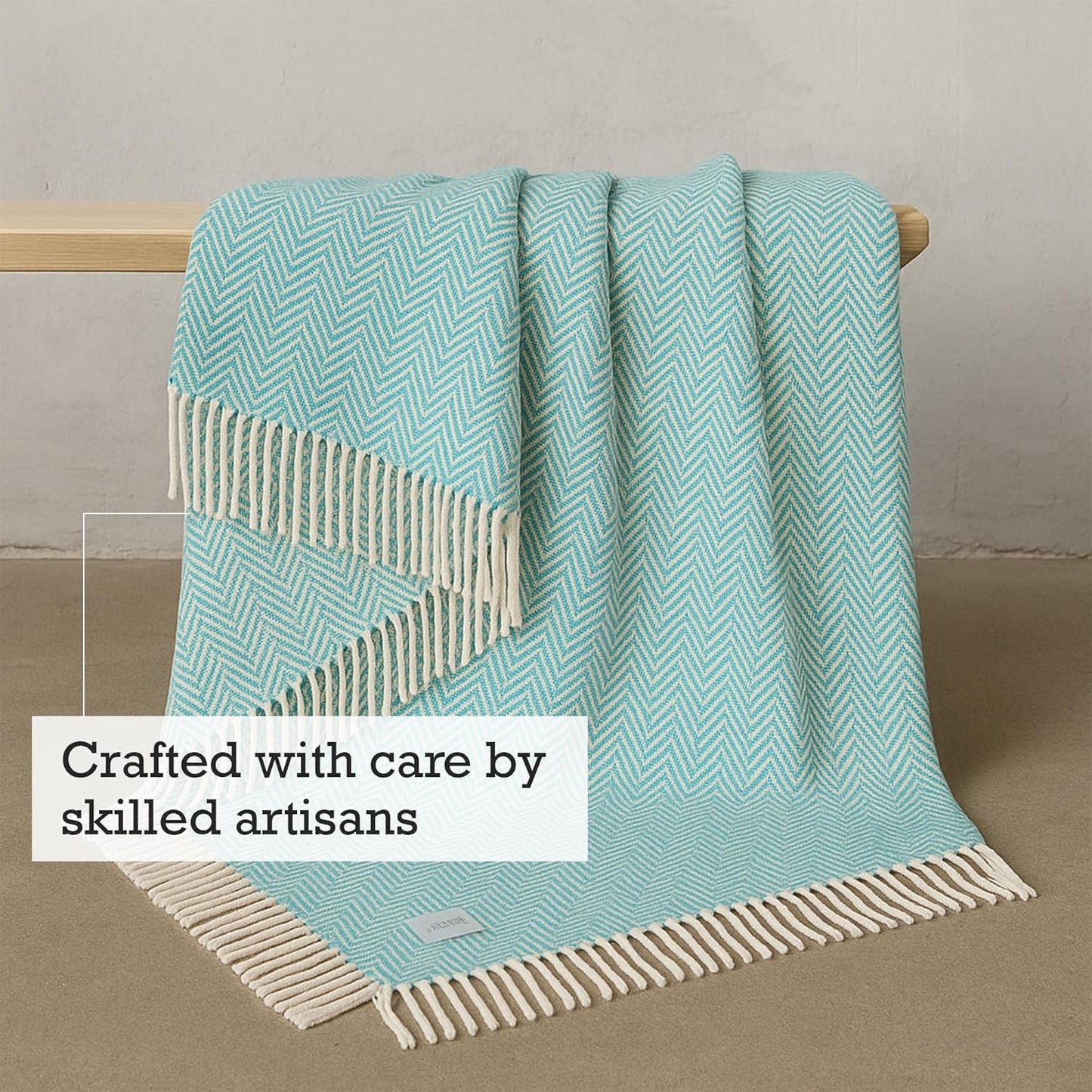RAJRANG Tile Blue Throw Blanket 50x60 in Boho Farmhouse Cotton Throw Chevron Blankets Decorative Throws with Tassels for Bed Sofa Chairs Couch