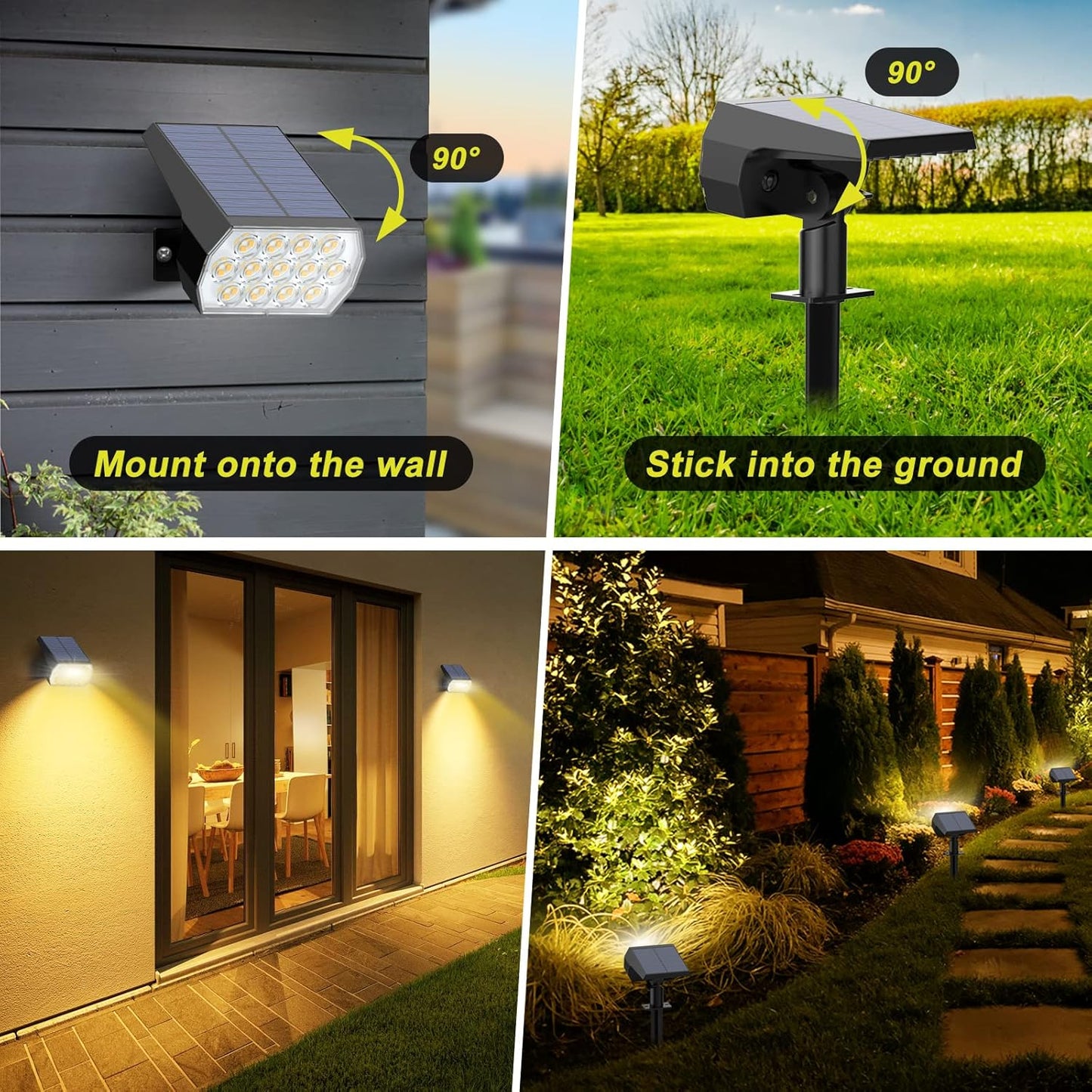 Solar Spot Lights Outdoor 8 Pack, IP65 Waterproof Solar Landscape Spotlights with 65 LEDs, 3 Lighting Modes Solar Garden Lights for Yard Pathway House Driveway (Warm White)