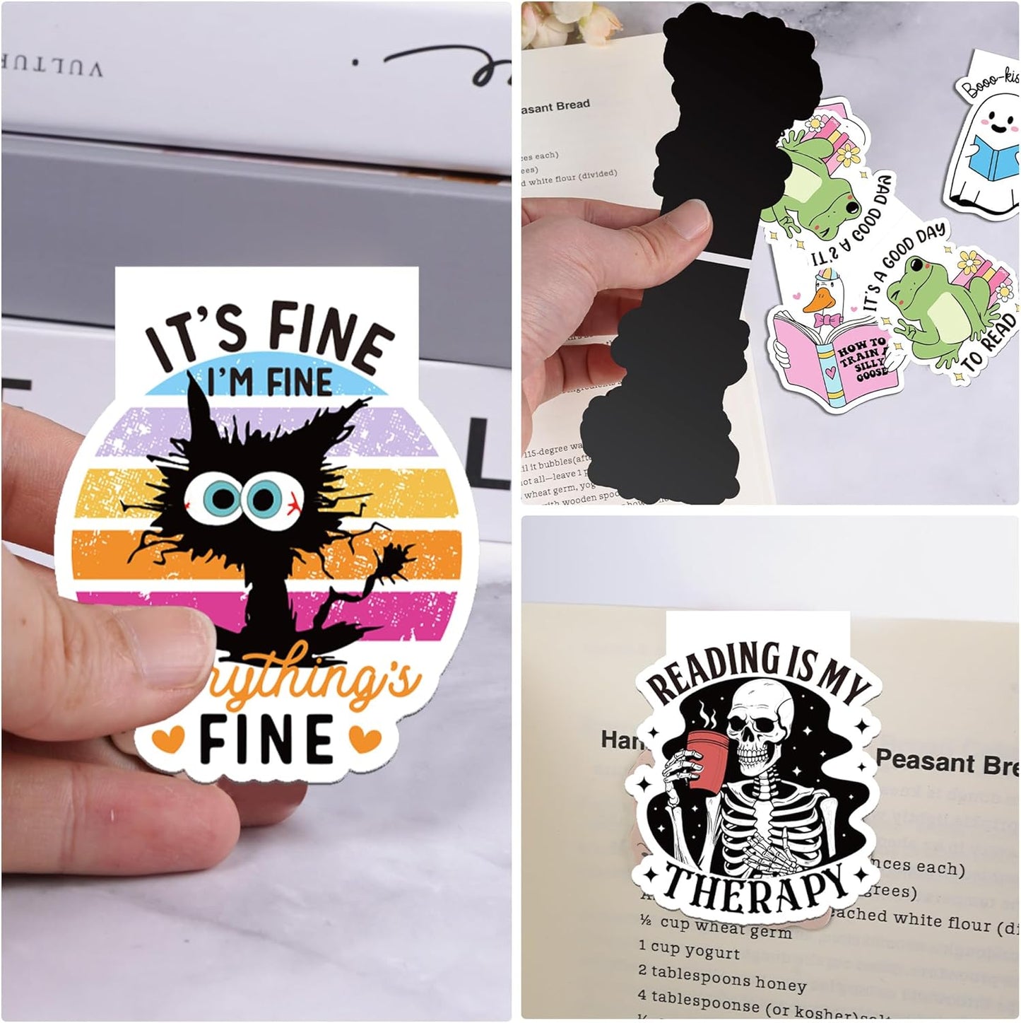 Funny Magnetic Bookmarks: 9 Pcs Booklovers Bookmark Clips, Fun Reading Book Mark for Reading Men Women, Halloween Birthday Gifts, Back to School Office Supplies