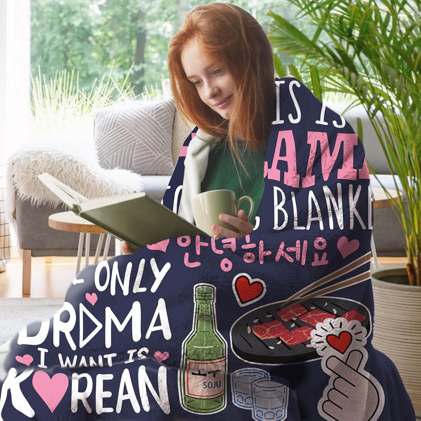 Korean Drama Gifts for Women Girls Teen Flannel Throw Blanket, Food Present for Korean Friends K Pop Lovers Fans, K Drama Soft Bedding Sofa Blanket Birthday Ideas 50" x 60"