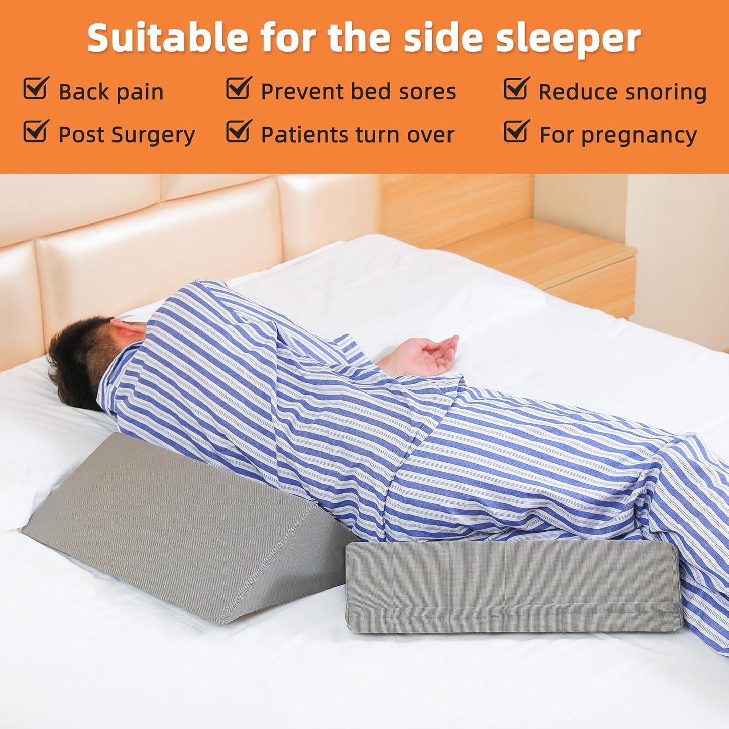 Fanwer Bed Wedges & Body Positioners (3 in 1), 40 Degree Wedges for Bed Positioning,Positioning Pillows for Elderly, Wedge Pillow for Bed Sores, Side Sleeping, After Surgery, Knees Elevated,Back Pain