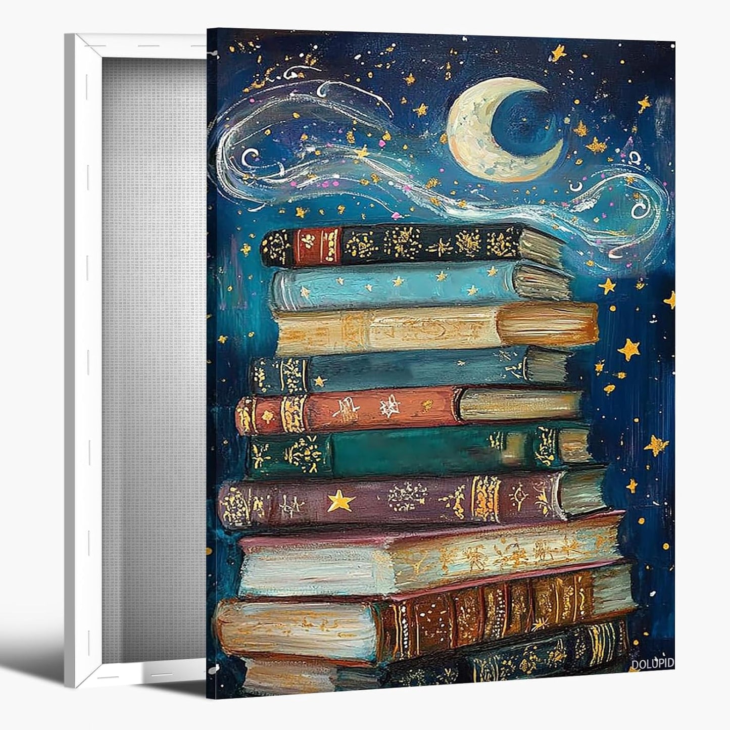 Books in the Stars, Reading Nook Print, Fantasy Print, Cozy Home Decor, Book Lover Gift, Reading Room Decor, Wall Art, Library Bedroom Modern Bookish Concept Home Decoration, 8x10inch Framed