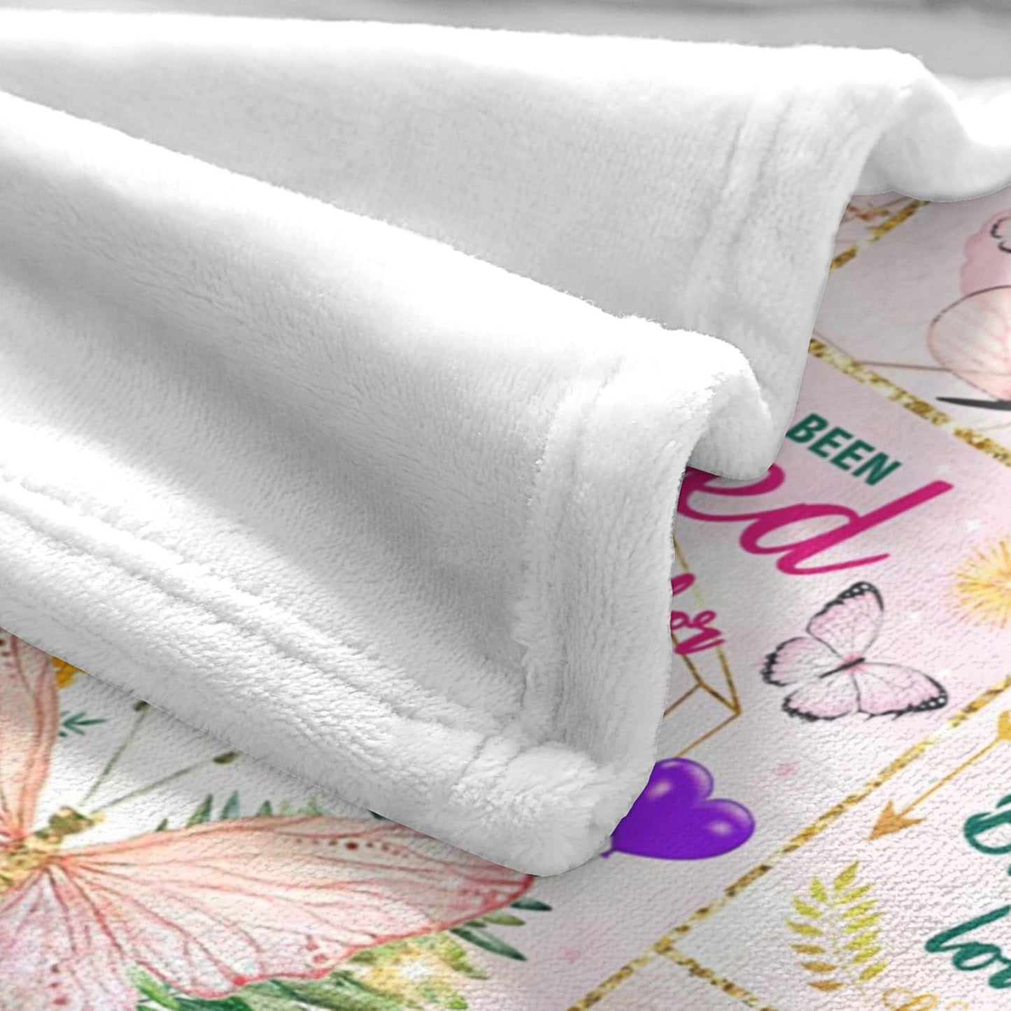 Happy Birthday Gifts for Women, Super Soft Funny Pink Butterfly Flower Bday Decorations Blanket 50"x40" for Kids Adults, Birthday Gifts for Girls, Warm Plush Fleece Flannel Blanket for Couch Bedding