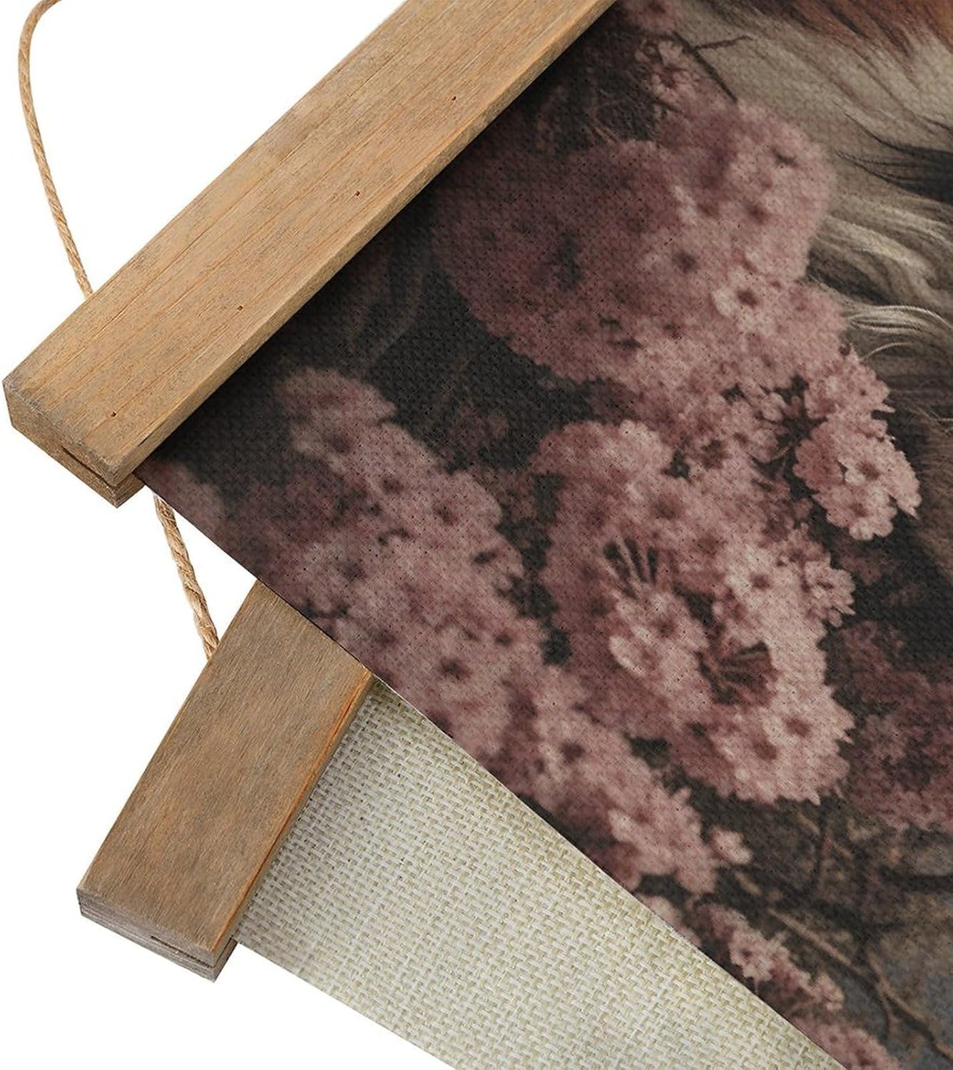 Vintage Bernese Mountain Dog Poster with Wooden Frame Personalized Linen Hanging Scroll Painting Rustic Wall Hanging Illustrative Modern Artwork Decor for Home Living Room Bedroom Office