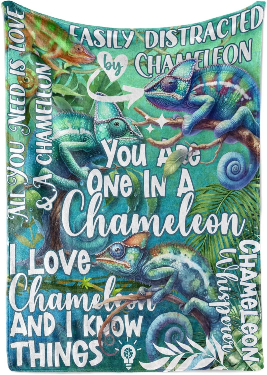 Chameleon Gifts for Chameleon Lovers, Chameleon Blanket Gifts for Women, Soft Flannel Blanket, 65 x 50 inches