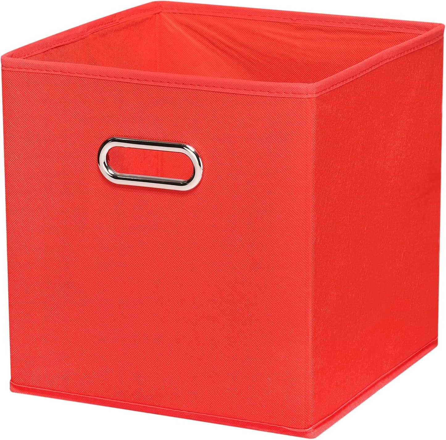 PATIKIL Foldable Storage Cube Bins, Fabric Storage Bins Cube Organizer with Handle for Home Bedroom Shelf Closet Organization, Red (11"x11"x11")