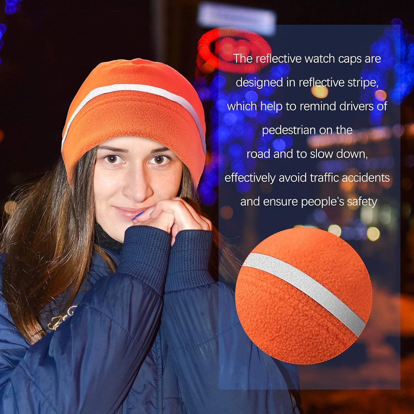 3 Pieces Safety Beanie High Visibility Reflective Beanie Hat Unisex Winter Security Beanies for Outdoor Night Works, Sports