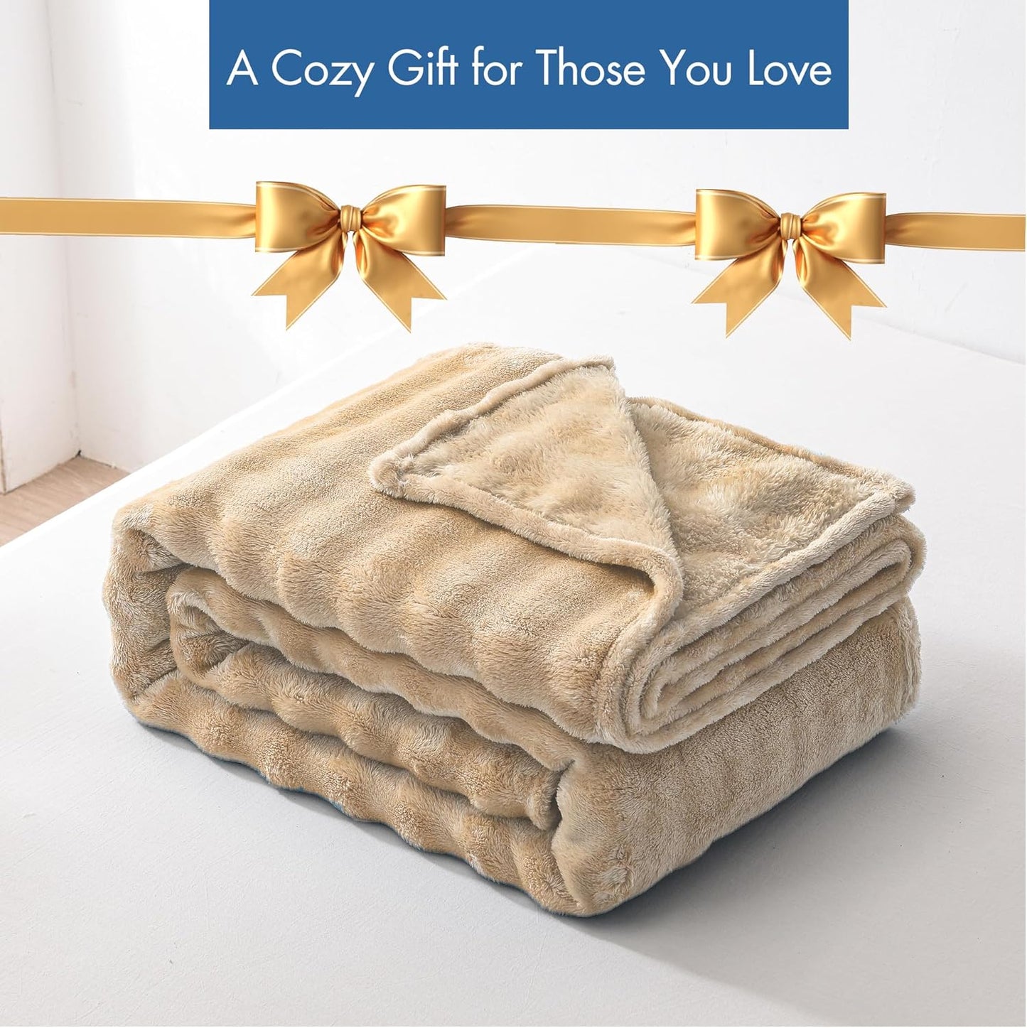 Soft Throw Blanket,Lightweight Blanket for Kids - for Bed, Sofa, Couch, Movie Night, Camping, and Travel - Plush Blanket Gifts for Parents and Grandparents,40x60 Inches(Khaki)