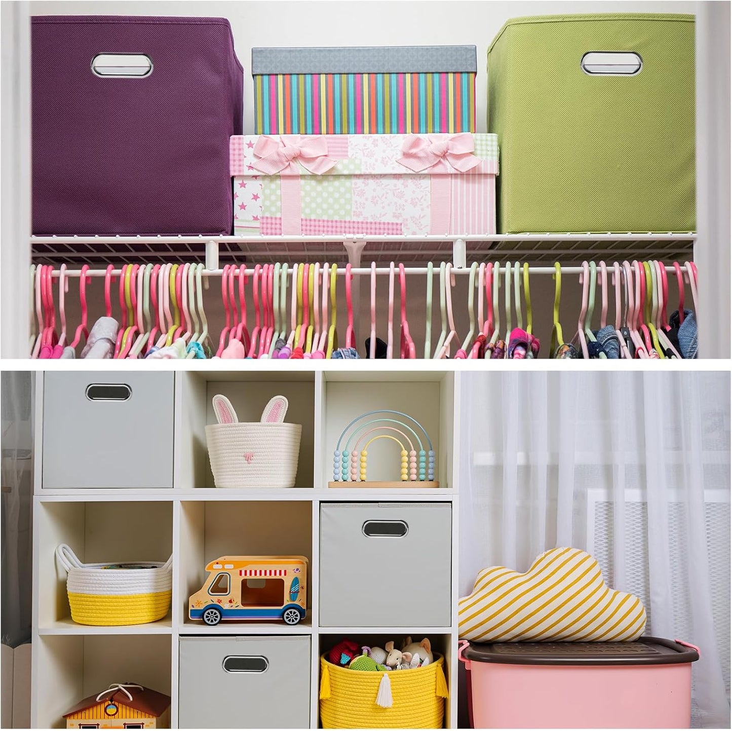 PATIKIL Foldable Storage Cube Bins, Fabric Storage Bins Cube Organizer with Handle for Home Bedroom Shelf Closet Organization, Red (11"x11"x11")
