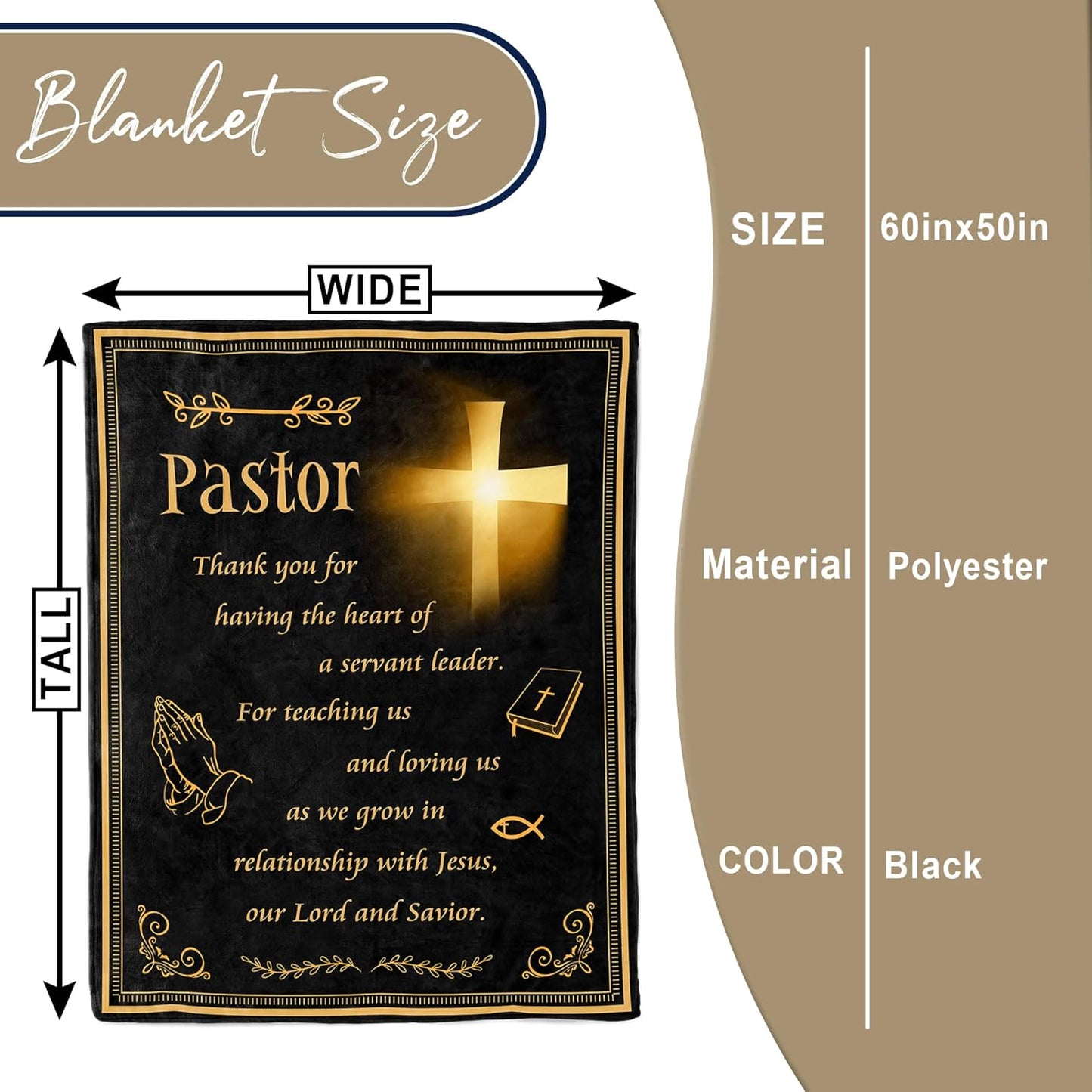 Kituzol Pastor Appreciation Gifts Blanket 50"X60" - Unique Pastor Gifts - Gifts for Pastor - Pastor’s Appreciation Decorations Gift - Funny Gift Idea for Pastors Throw Blankets - Christian Pastor Gift