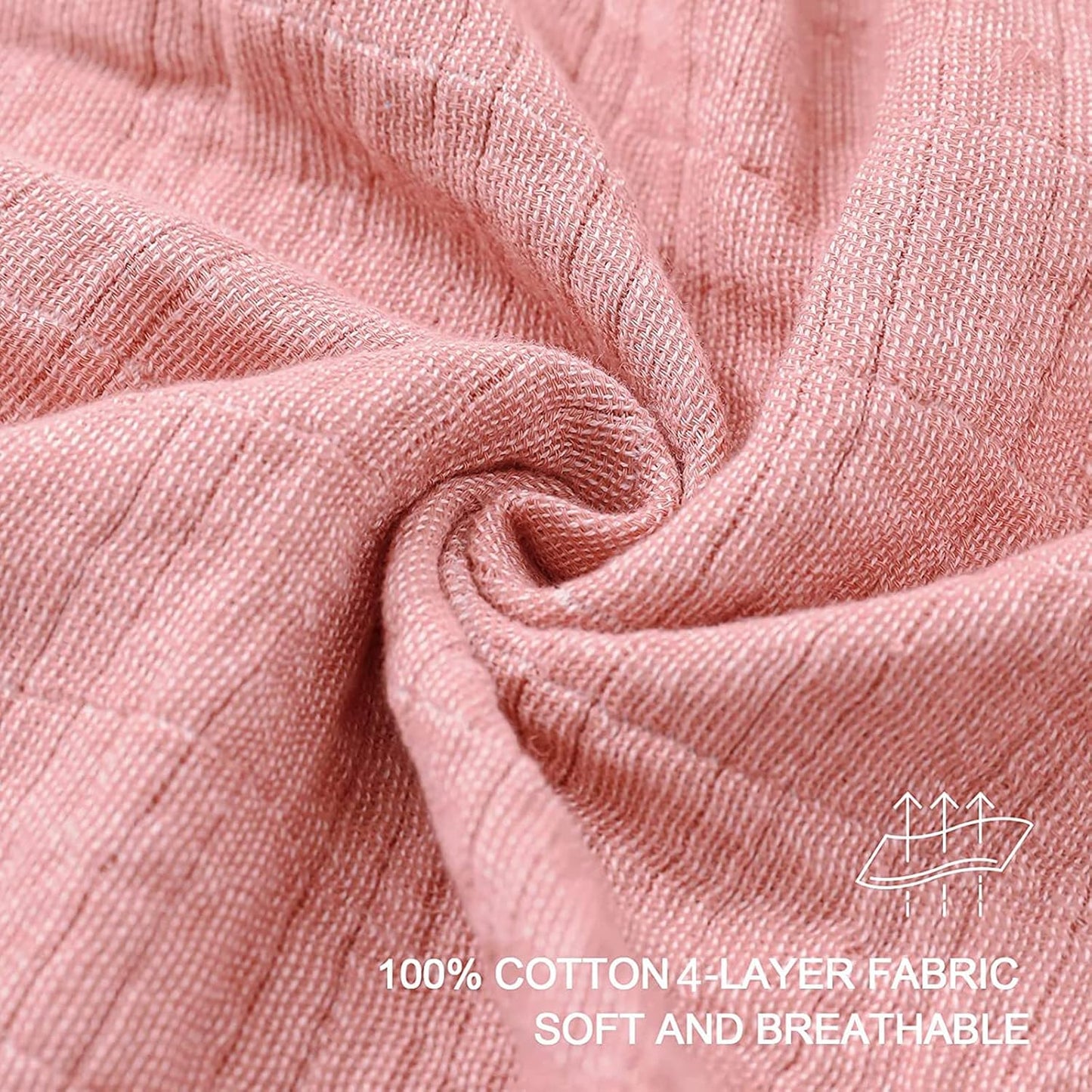 SE SOFTEXLY Cotton Throw Blankets, 4-Layer Muslin Blanket for Couch/Bed,Light Comfortable Breathable Gauze Blanket All Season,Muslin Blanket for Adults King Size Blanket(90"x102",Coral Pink)