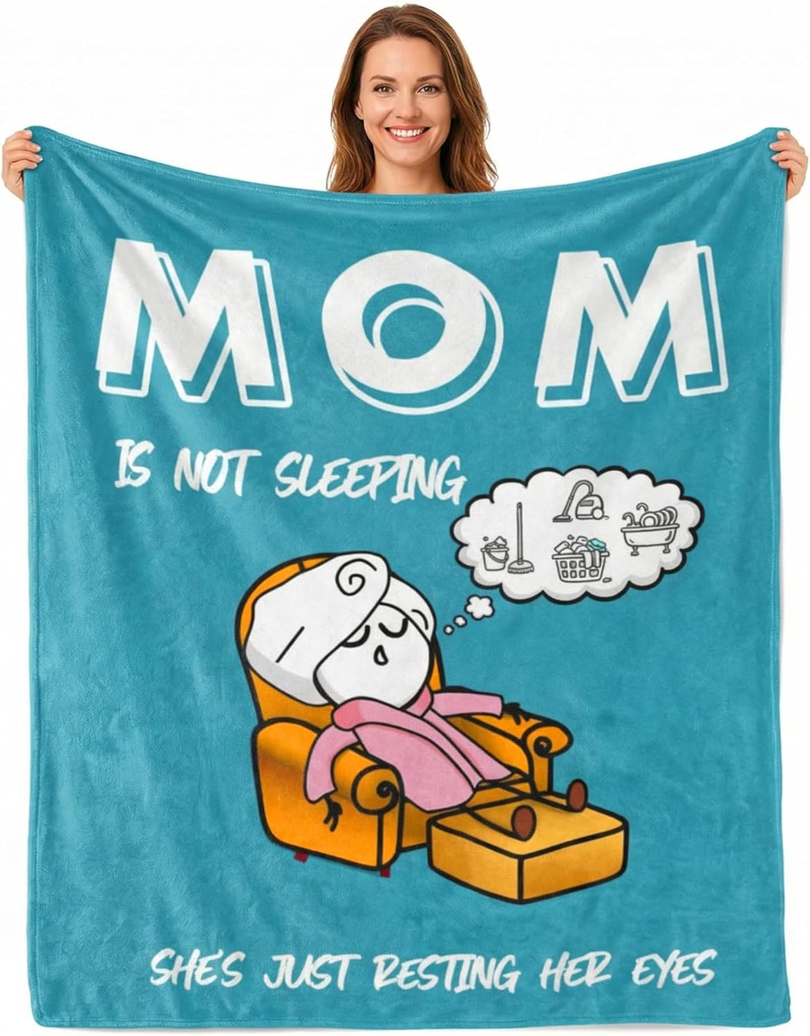 Funny Christmas Birthday Gifts for Mom from Daguther Son I'm Not Sleeping Throw Blanket Funny Soft Travel Blanket Present New Mom Gifts Mommy Mama Blanket for Cozy Naps 60"x50"