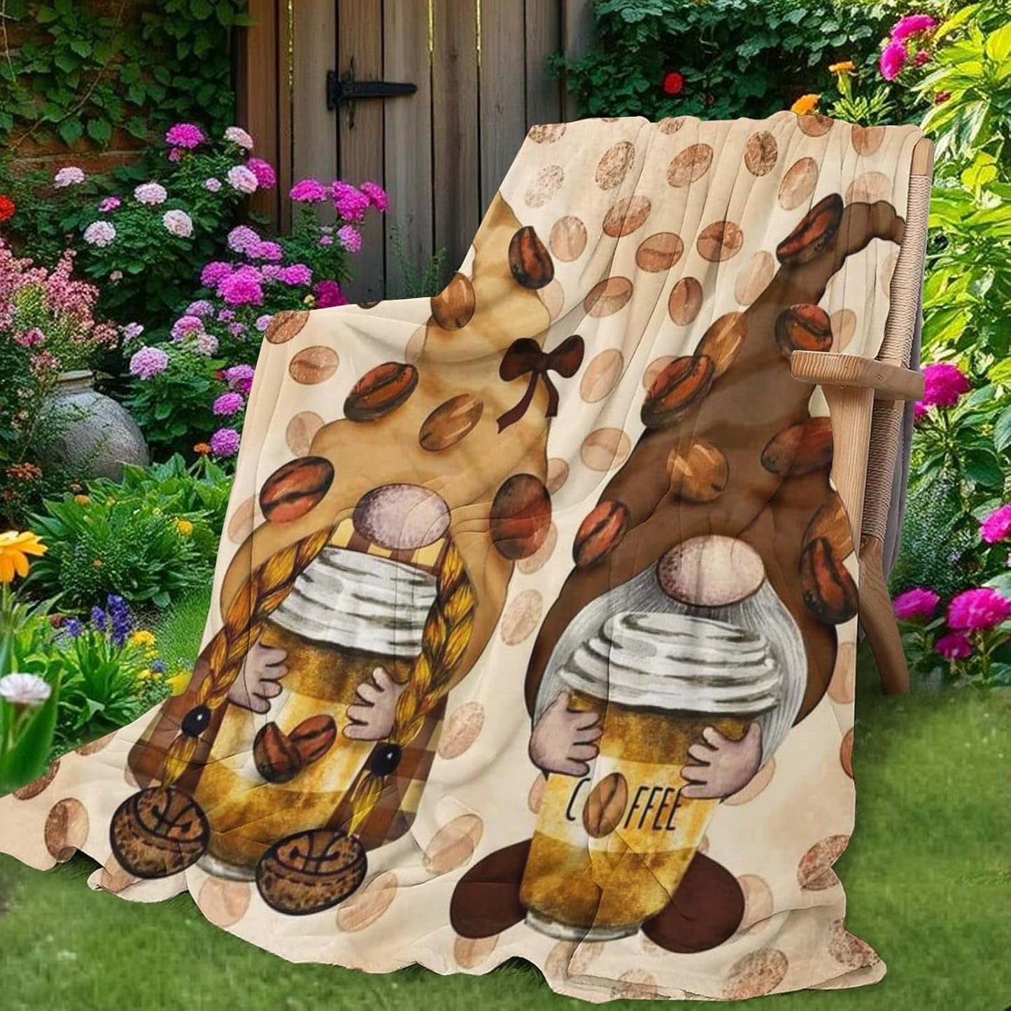 Gnome Blanket - Gnome Gifts for Women, Soft Fuzzy Fall Throw Blanket for Couch, Sofa, Coffee Gnome Blankets and Throws for Mom, Adults, Women, Girls, 50''x60''