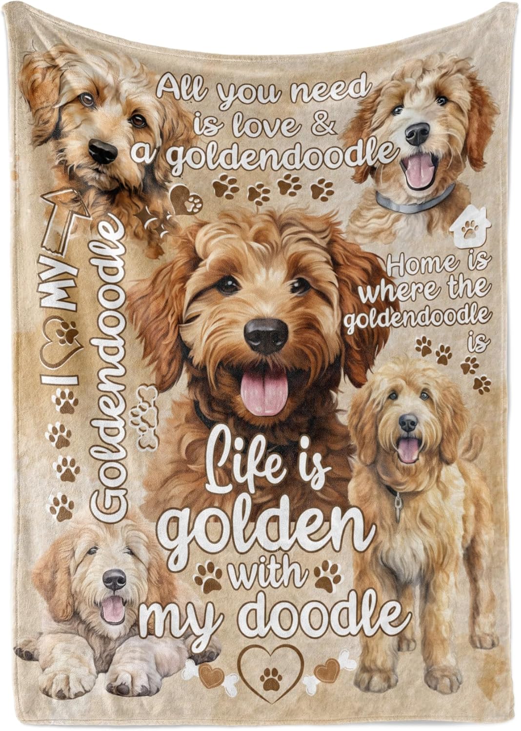 Goldendoodle Blanket Gifts for Dog Lover & Owner, Goldendoodle Dog Mom & Dad Blanket, Birthday for Women & Men, Soft Flannel, 65 x 50 inches