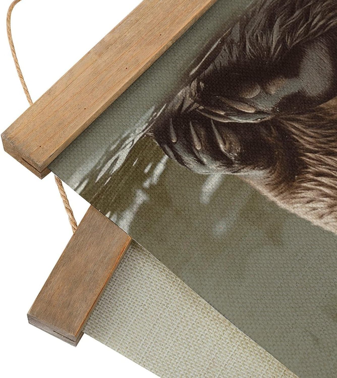 Vintage Otter Animal Poster with Wooden Frame Personalized Linen Hanging Scroll Painting Rustic Wall Hanging Illustrative Modern Artwork Decor for Home Living Room Bedroom Office