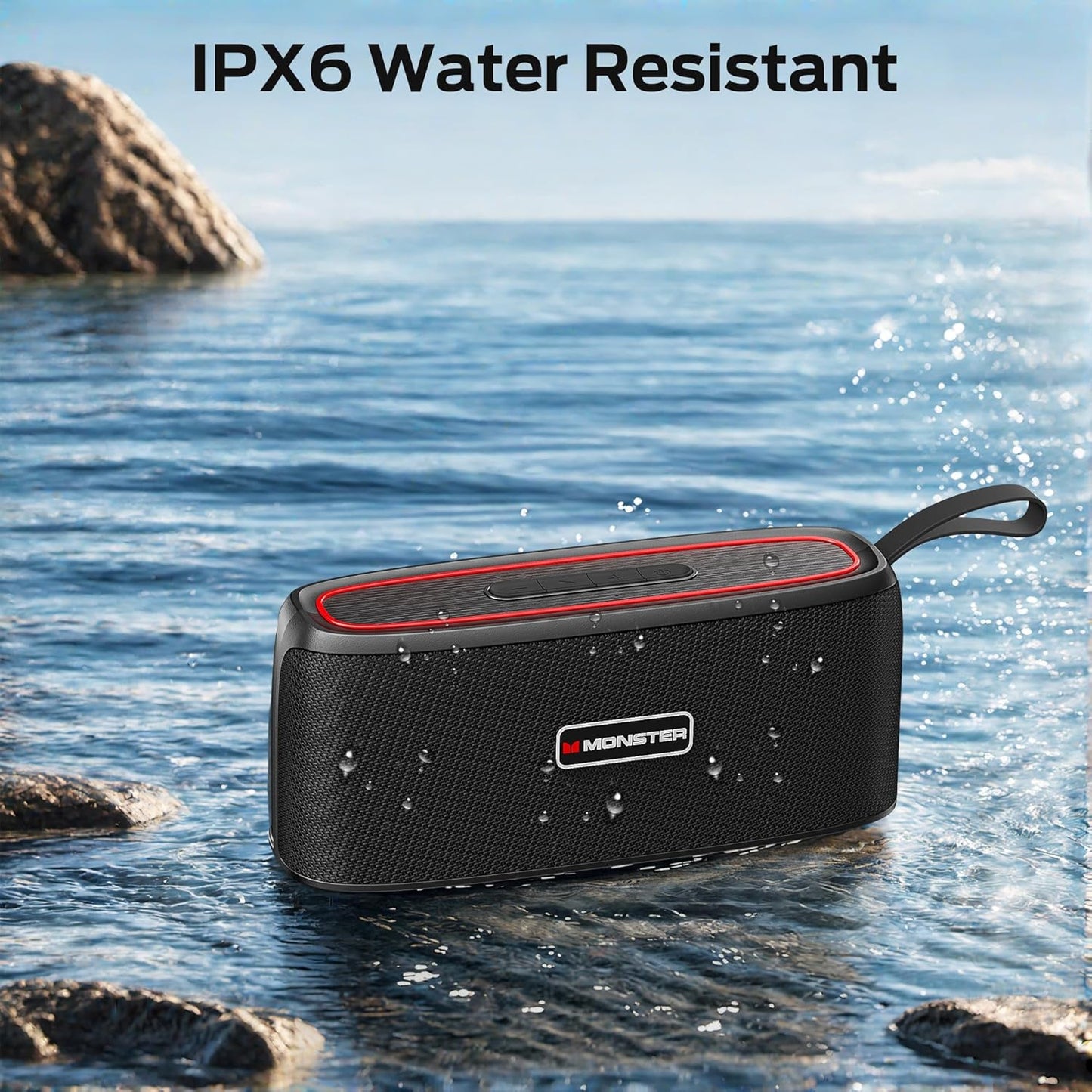 Monster Shock Portable Bluetooth Speaker, True Wireless Speaker, 30W Loud Stereo Sound, IPX6 Waterproof Speaker,17 Hours Playback,Speakers for Home/Outdoors/Travel,Gifts