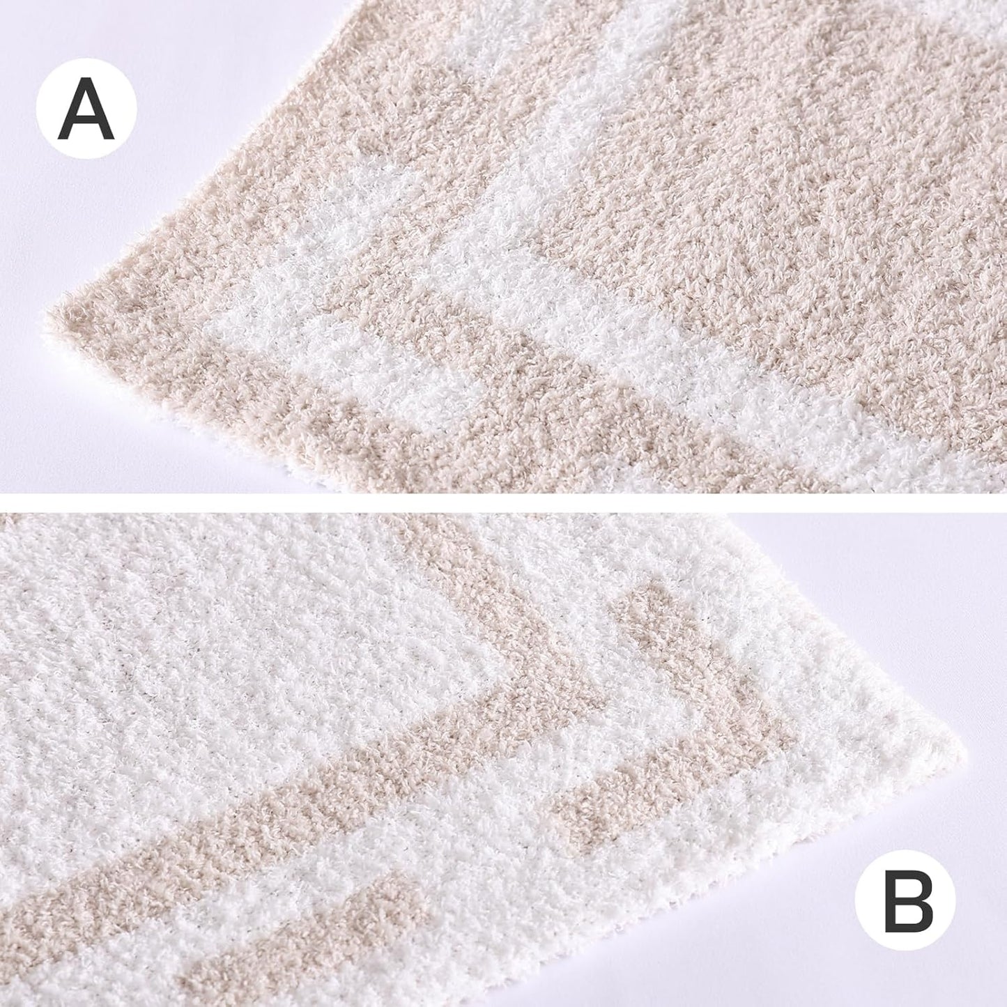 Panku Ultra Soft Cozy Knit Throw Blanket for Couch and Bed, Knitted Luxury Reversible Cozy Warm Fleece Blanket Throw, Plush Fluffy and Fuzzy Geometric Blankets for Gift (50x60 Inches, Beige/Khaki)