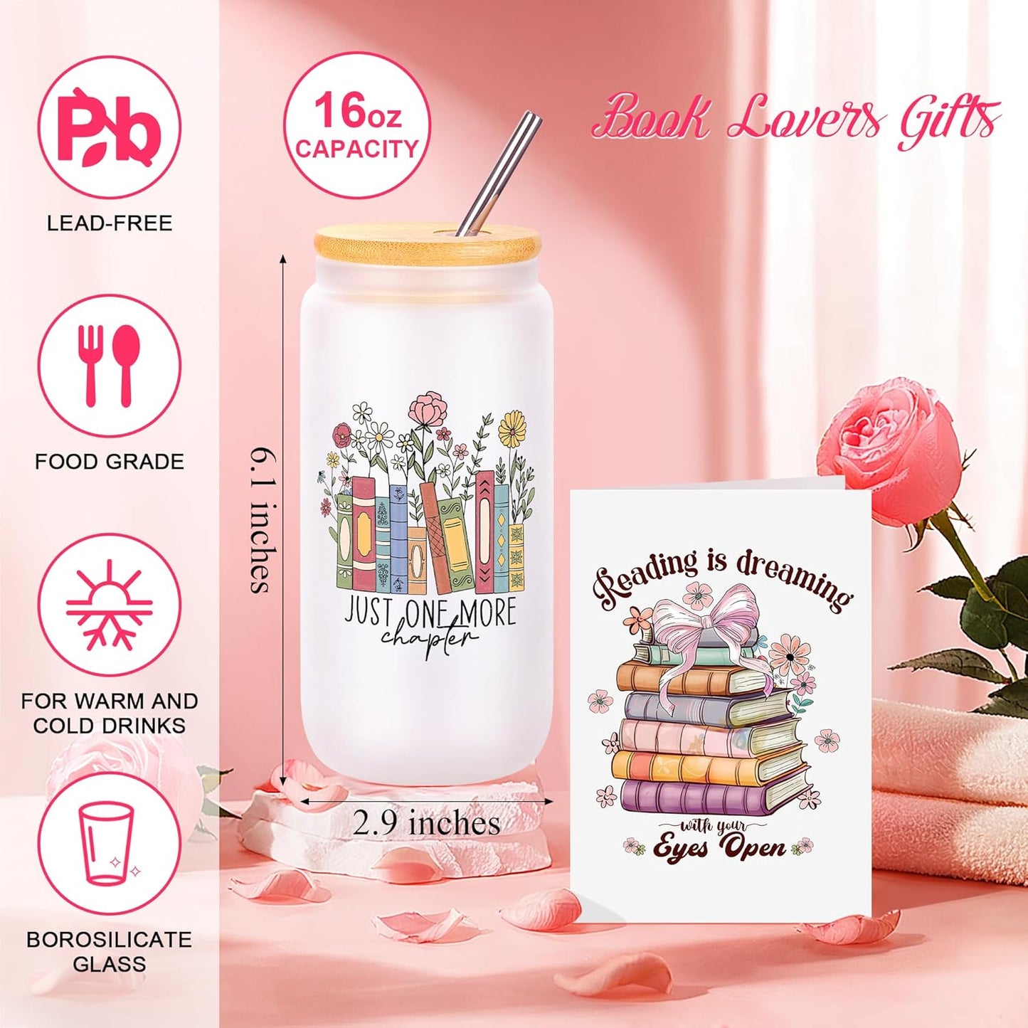 JoycuFF Book Lovers Gifts, Book Accessories Bookish Christmas Gifts for Books Lovers Women, Librarian Club Gift for Readers Bookworms