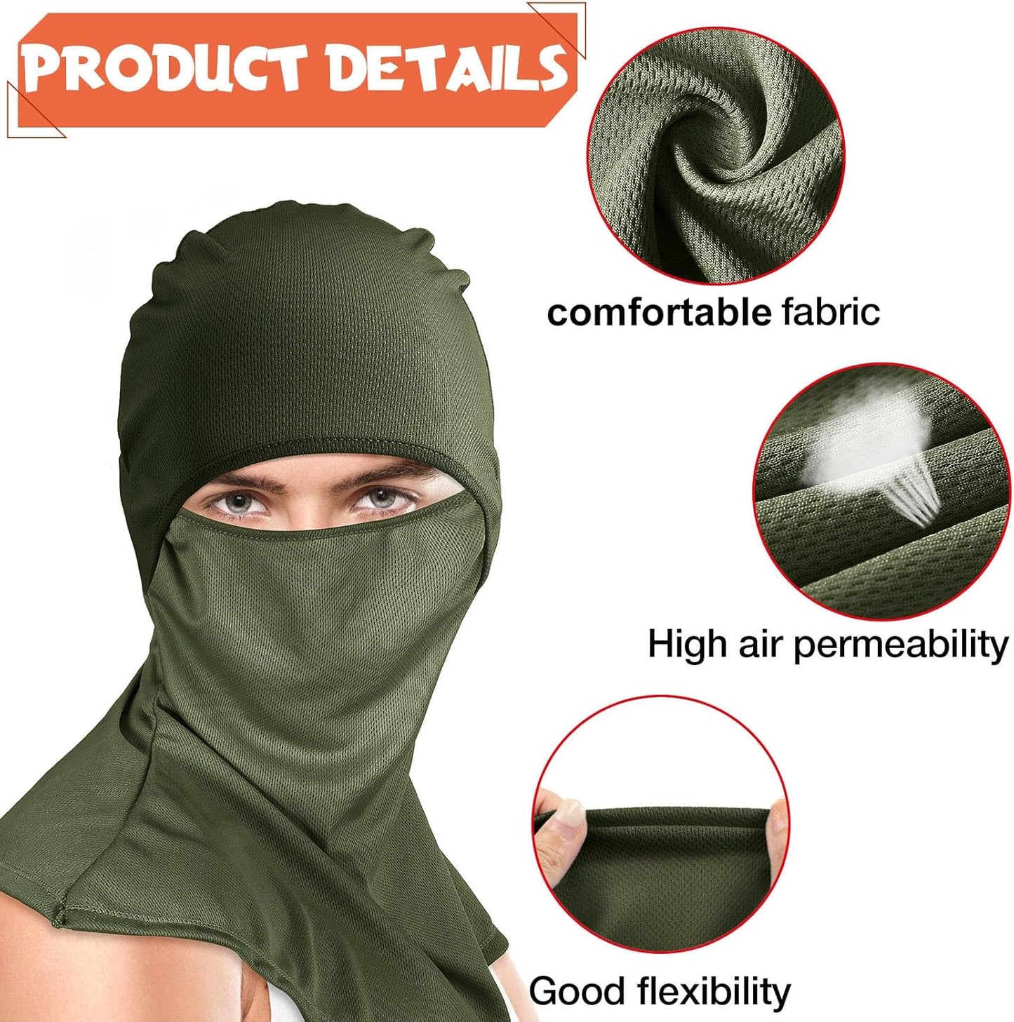 Syhood 6 Pieces Balaclava Face Cover Breathable Long Neck Covers Summer Neck Protector for Men Sun Protection