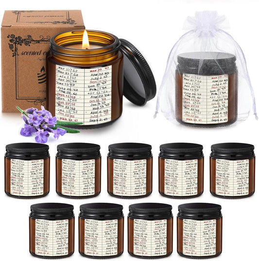 10 Set Book Lovers Gifts Library Due Date Scented Candles Natural Soy Wax Jar Candle with Organza Bag Reading Week Ideas Gifts for Readers Bookish Librarian Book Club Decor