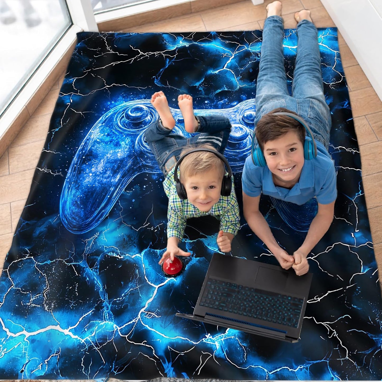 Boys Throw Blanket Gamer Blanket for Boys 3-5 Gift for Son Grandson, Blue Fuzzy Cozy Soft Flannel 50 x 40 Inches Throws for Sofa Office Trip Chair