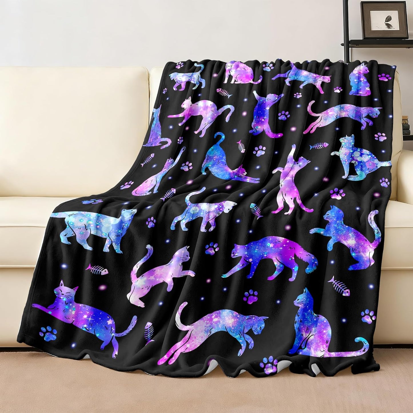 Cat Blanket Gifts for Cat Lover Soft Warm Flannel Cats Throw Blanket Stuff Gifts for Girls Women Kids Adults 50"X 40"