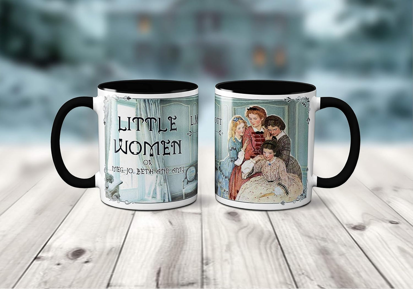 Universal Zone Little Women by Louisa M. Alcott Mug. Bookish Coffee Mug with Little Women Book Title Page design, Literary Book Lover Gift.