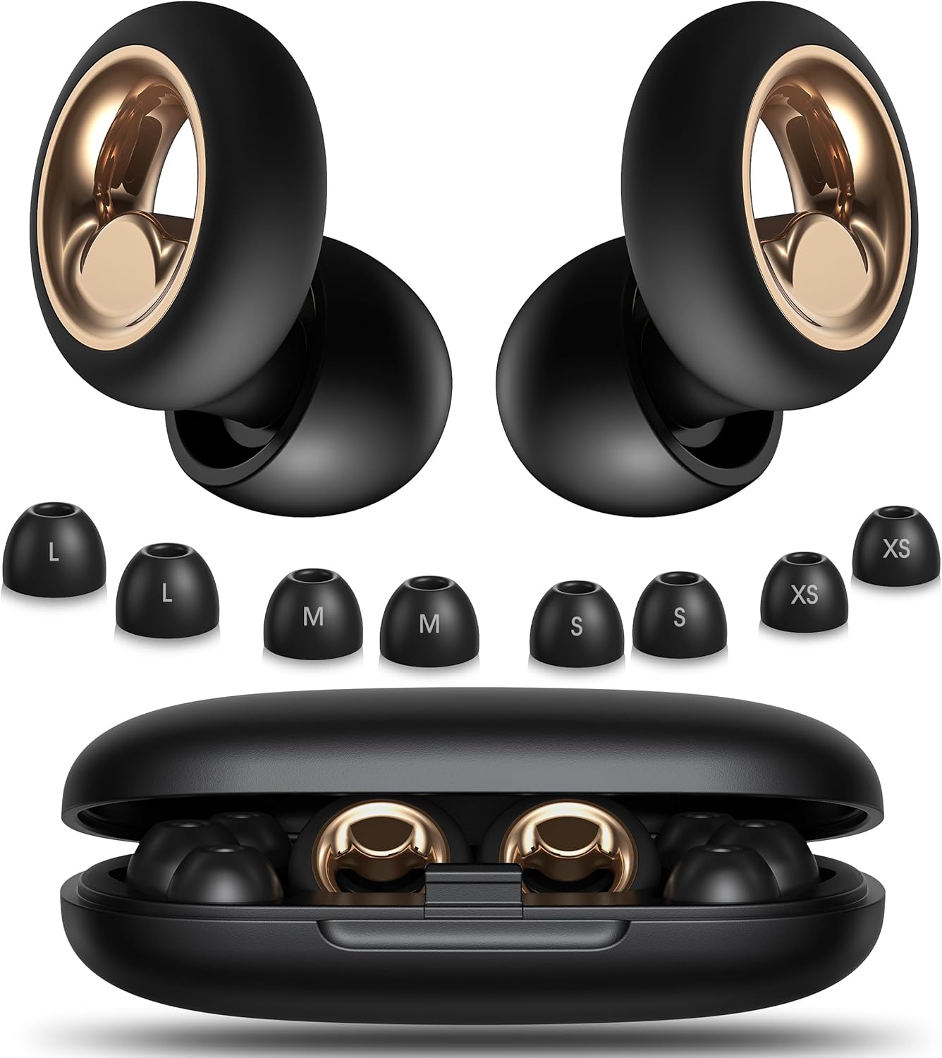 Ear Plugs for Sleeping Noise Cancelling,Soft EarPlugs for Concert,Reusable Ear Plugs for Noise Reduction with 8 EarTips,Silicone Hearing Protectio for Work and Travel(Black)