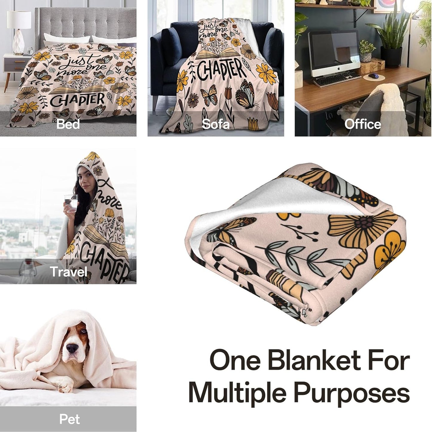 Book Lovers Gifts for Women, Reading Blanket for Readers, Bookish Book Club Reading Librarian Gifts Blanket 60"x50" (Pink)
