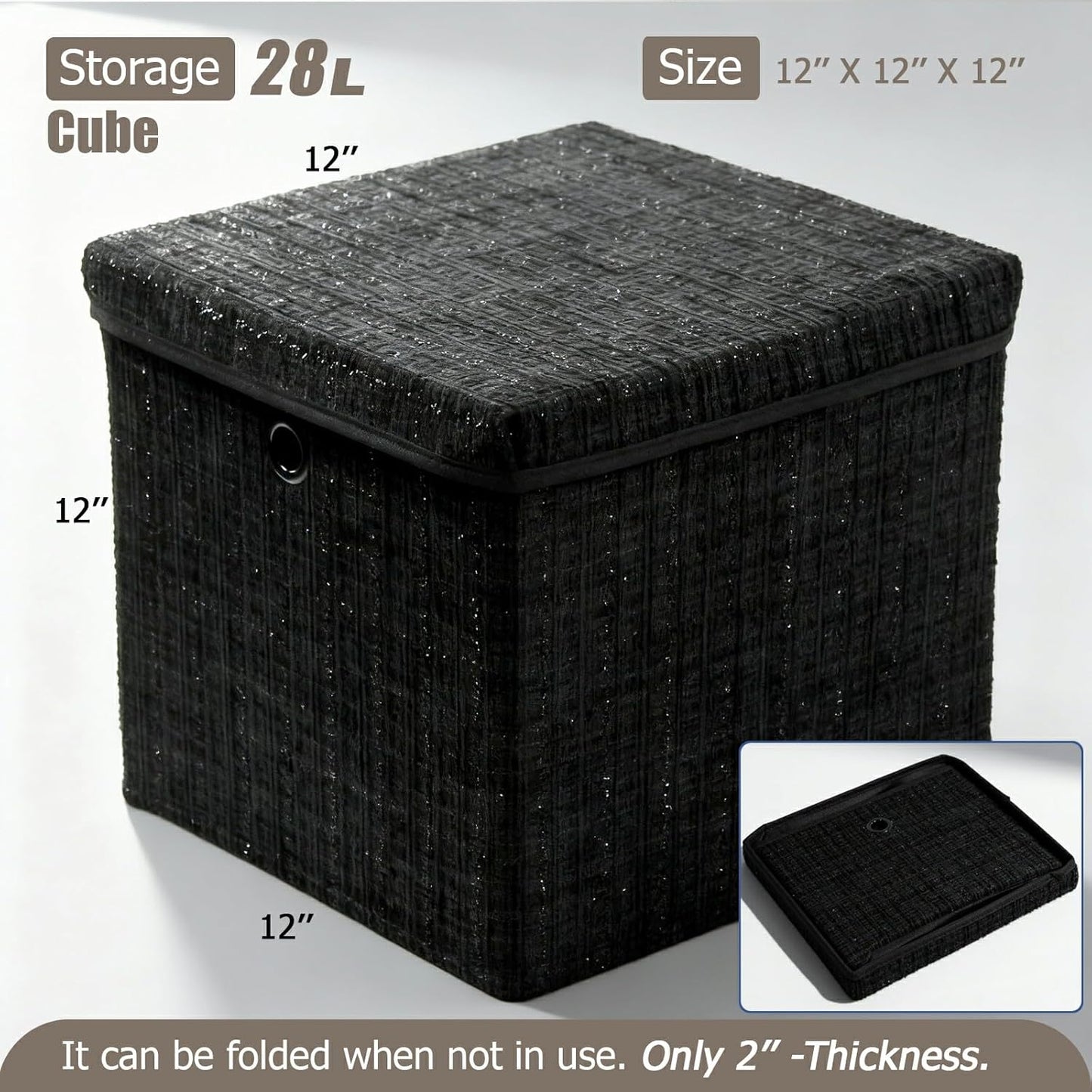 Chenille Fabric Storage Cubes with Lids, Foldable Collapsible Storage Bins Sturdy Cube Organizers for Clothes Toys Blankets Bedroom Closet Shelf Home Organization