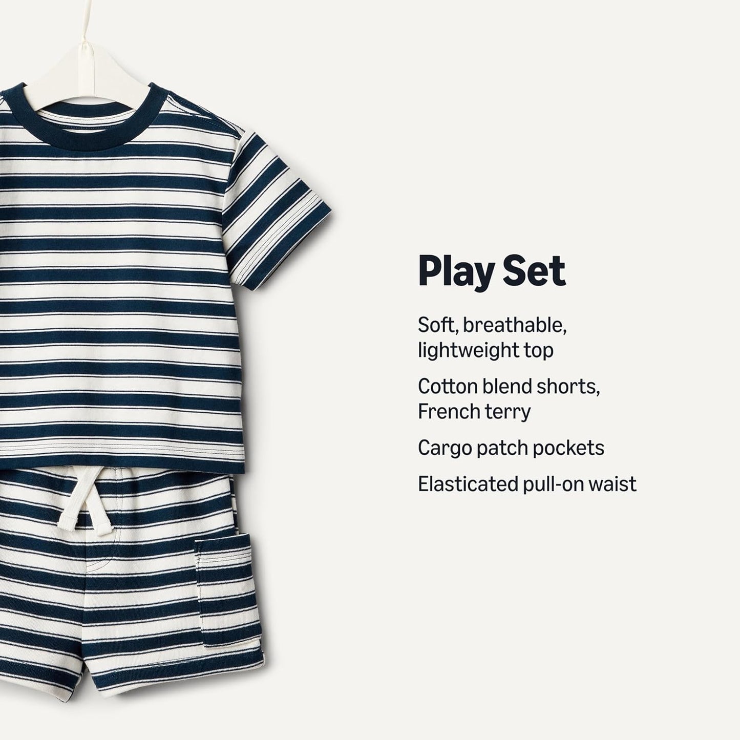 Amazon Essentials x Sofia Grainge Toddler and Baby Boys' Regular Fit T-Shirt and Short Set
