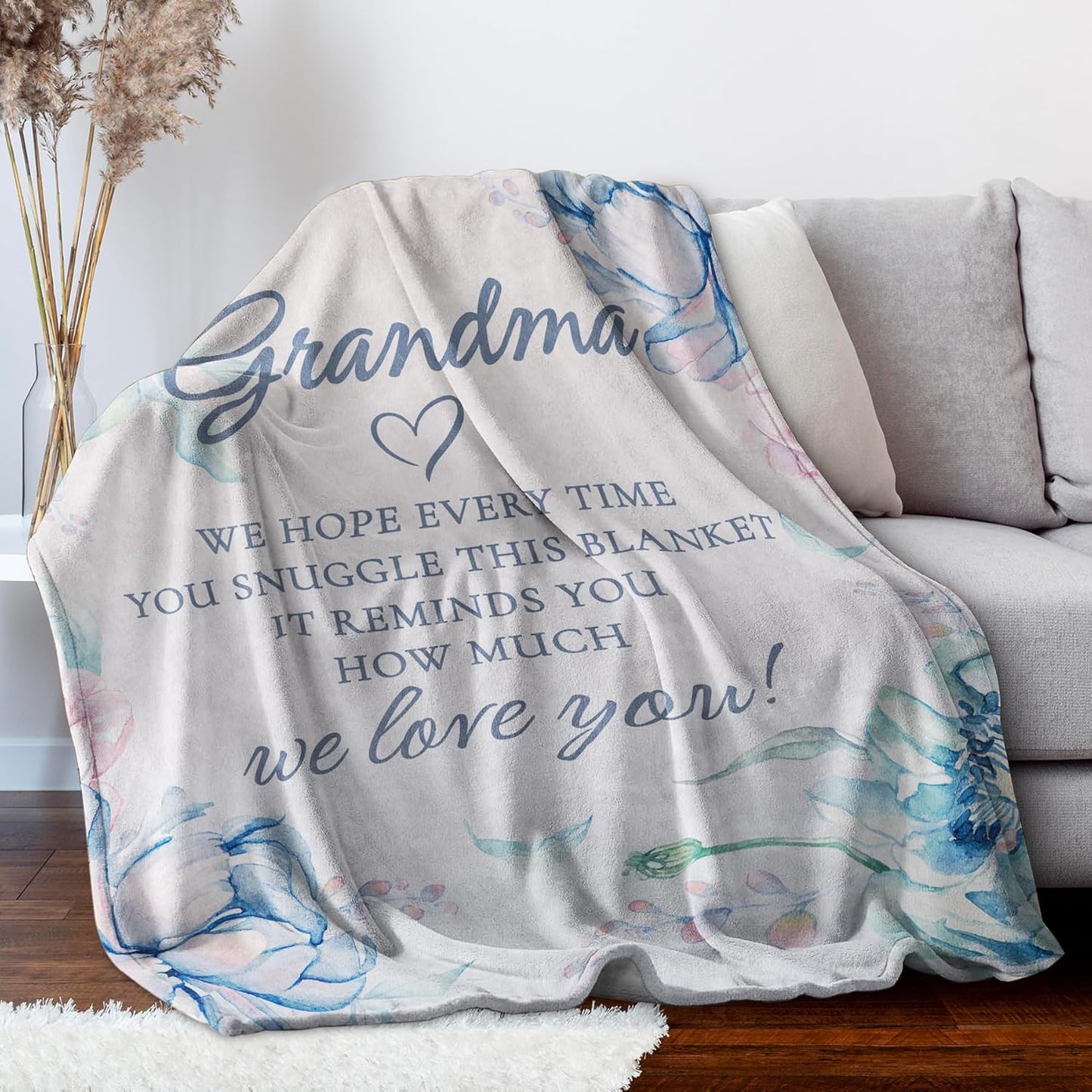 Afterprints Gifts for Grandma Blanket, Grandma Birthday Gifts, Presents for Grandmother from Grandkids on Grandparents Day, We Love You Soft Throw Blankets 60'' x 80''
